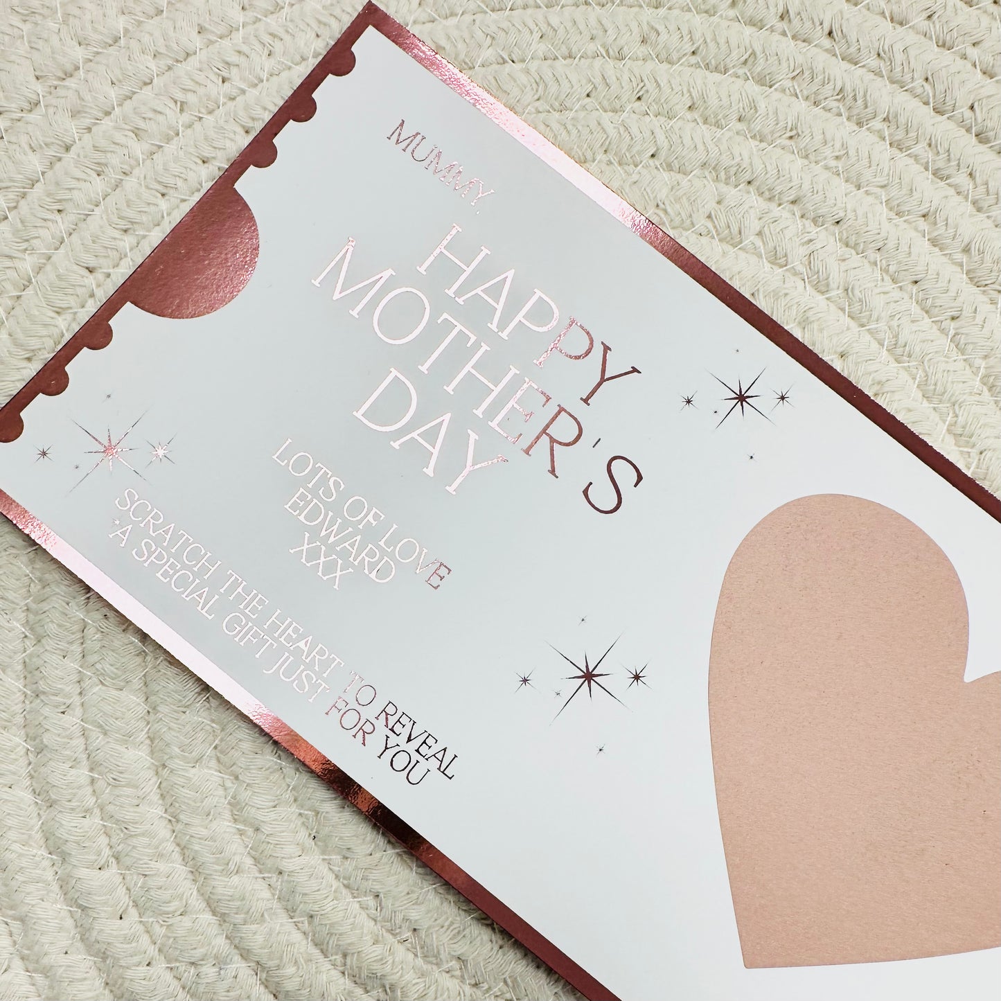 Mother's Day Rose Gold Foiled Scratch Reveal Voucher