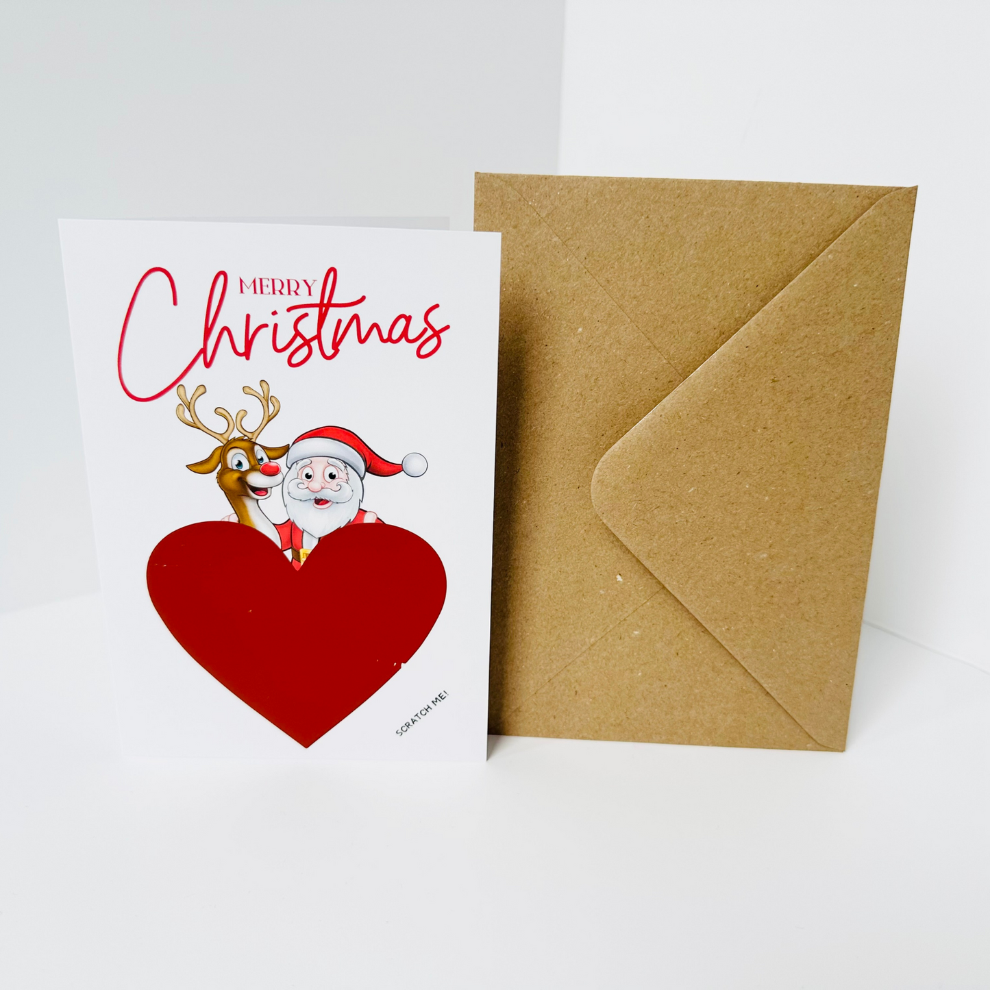 Christmas DIY Scratch Reveal Card - Santa and Rudolf