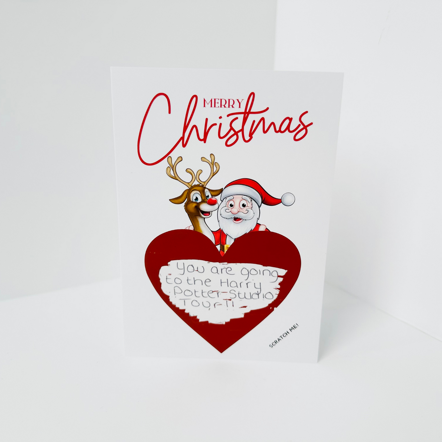 Christmas DIY Scratch Reveal Card - Santa and Rudolf