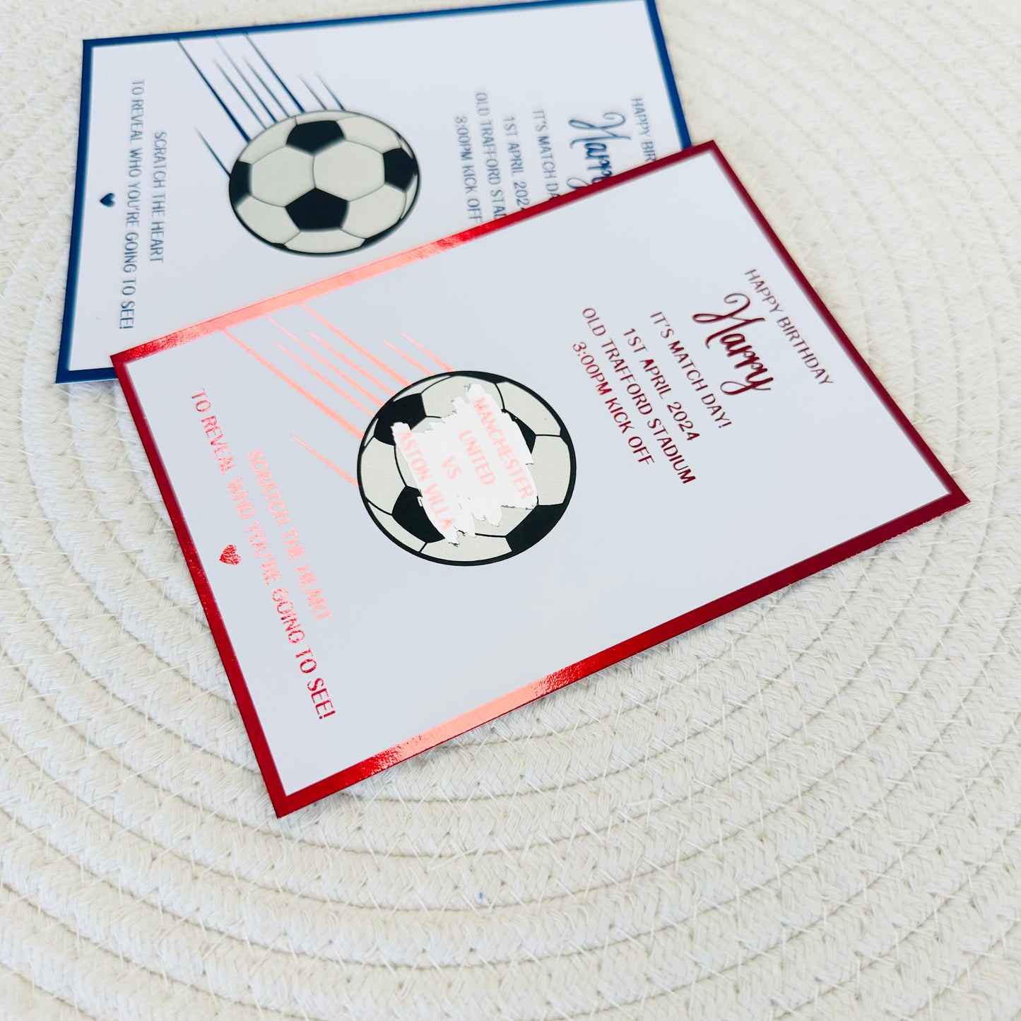 A6 Foiled Football Scratch Reveal Voucher