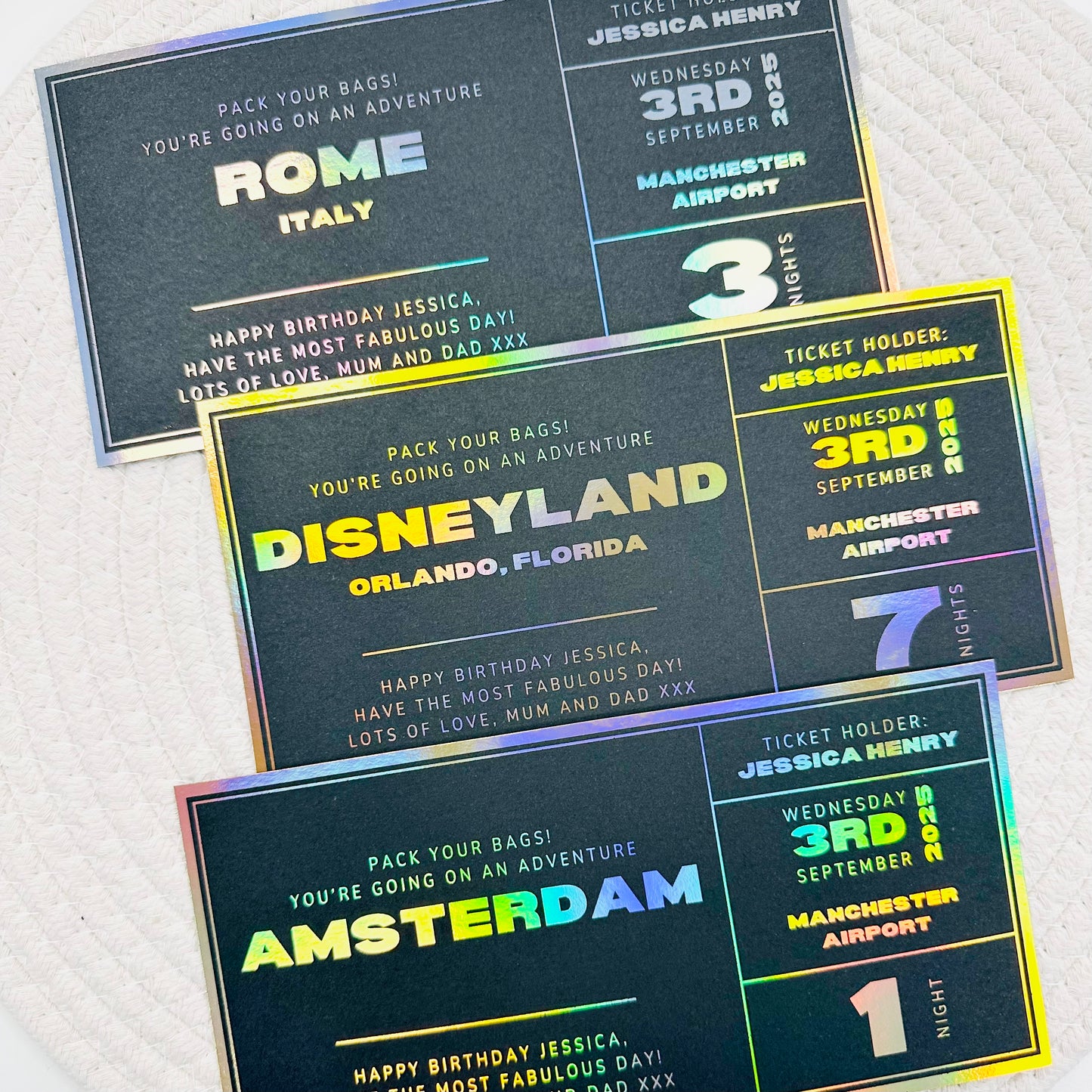 Boarding Pass Gifting/Memento Foiled Ticket (Black)