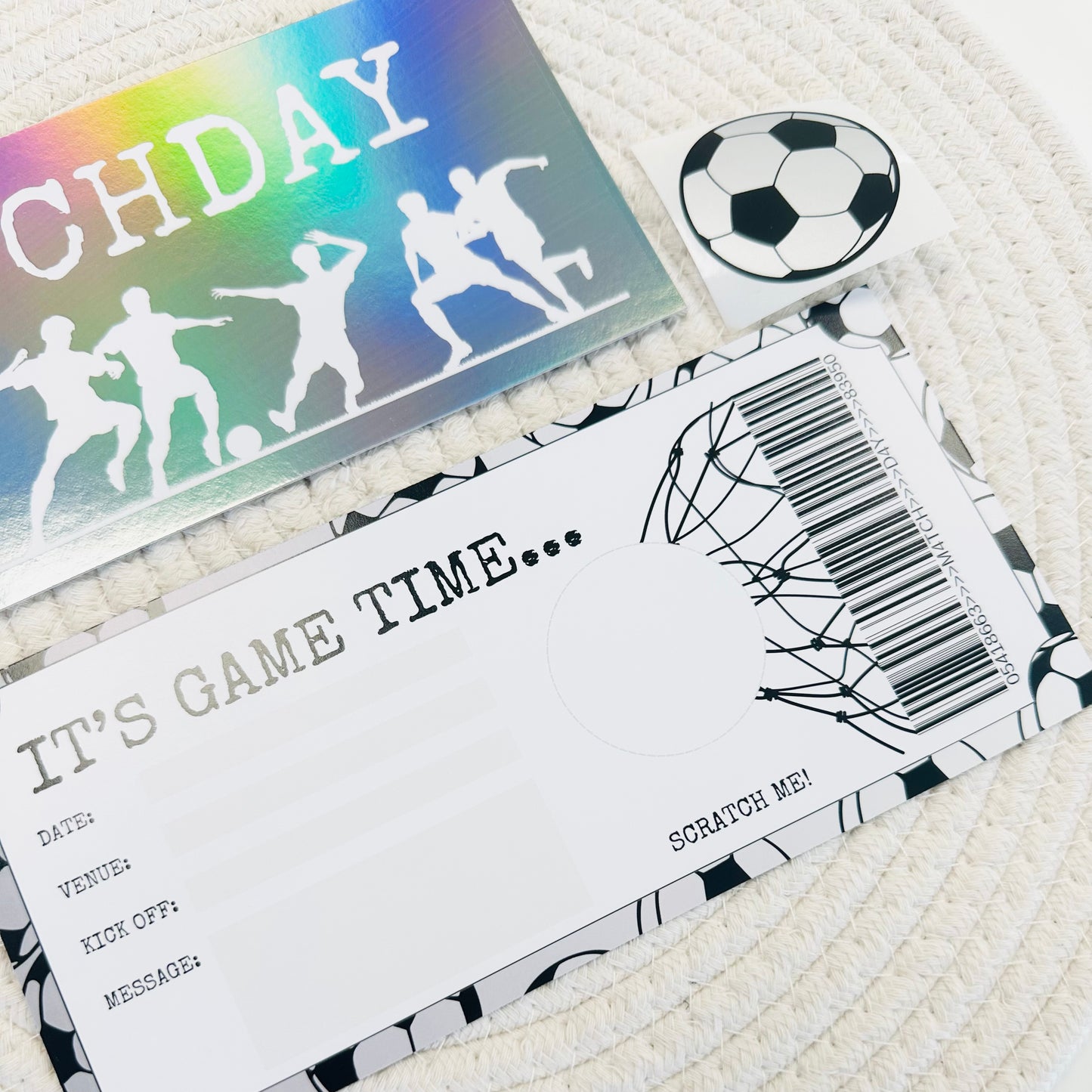 Football Silver Holographic Foiled DIY Scratch Reveal Voucher