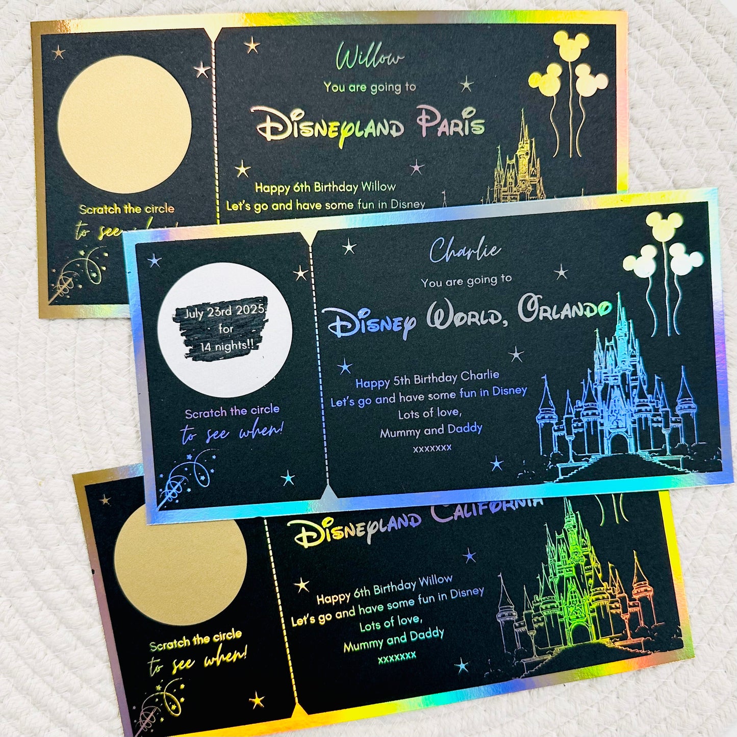 Disneyland Black Foiled Scratch Reveal Voucher