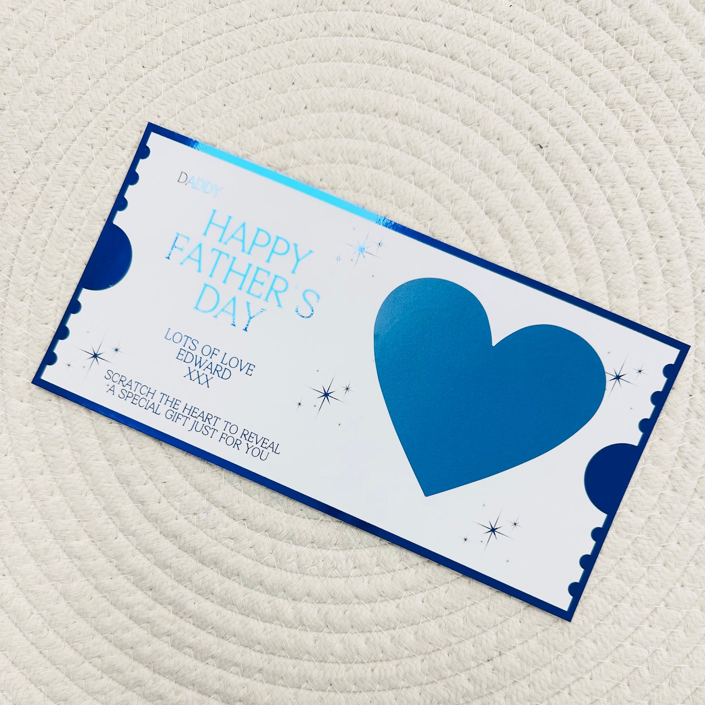 Father's Day Blue Foiled Scratch Reveal Voucher