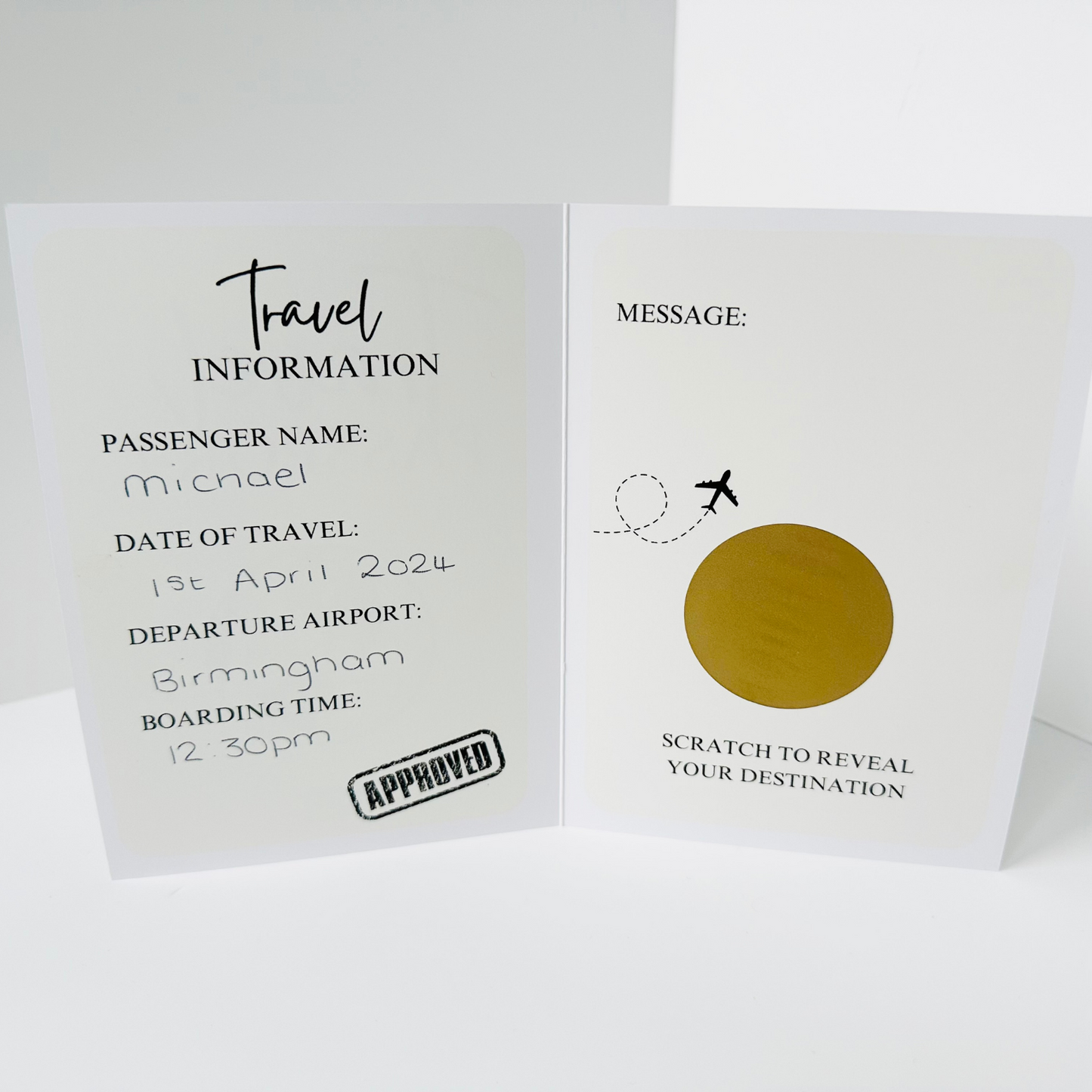 Travel Passport Gold Foiled DIY Scratch Reveal Card - Cream and Gold