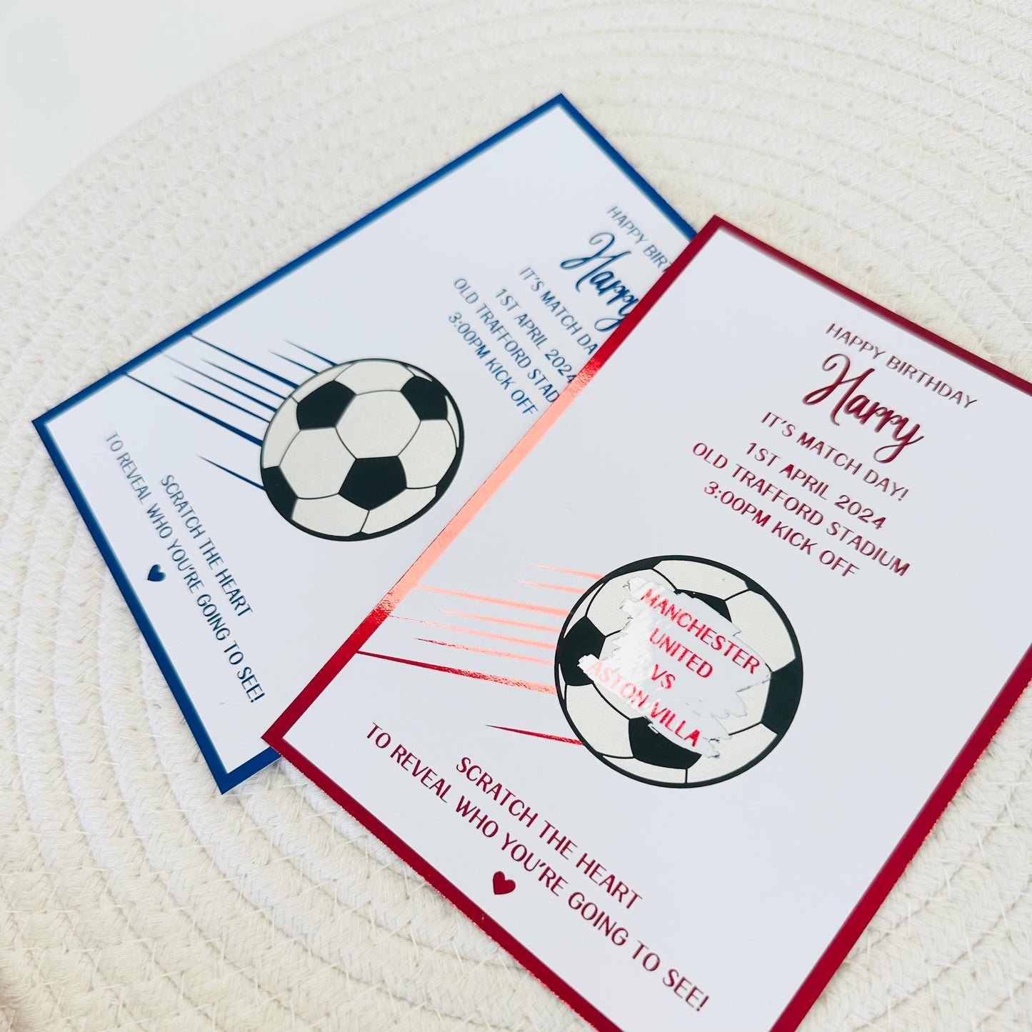 A6 Foiled Football Scratch Reveal Voucher