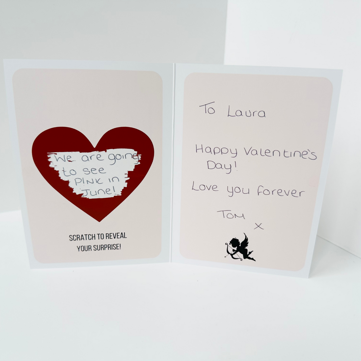 Valentine's Red Foiled DIY Scratch Reveal Card - Red Cupid