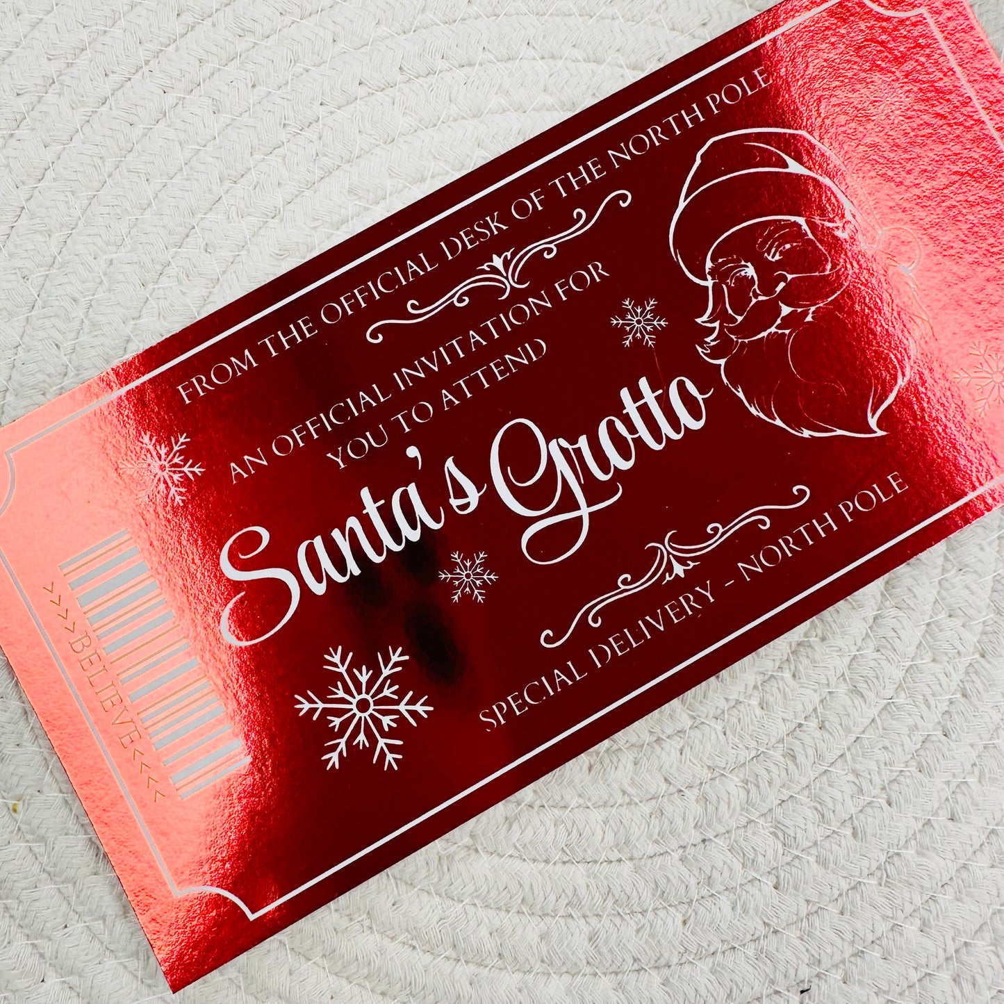 Santa's Grotto Red Foiled Ticket