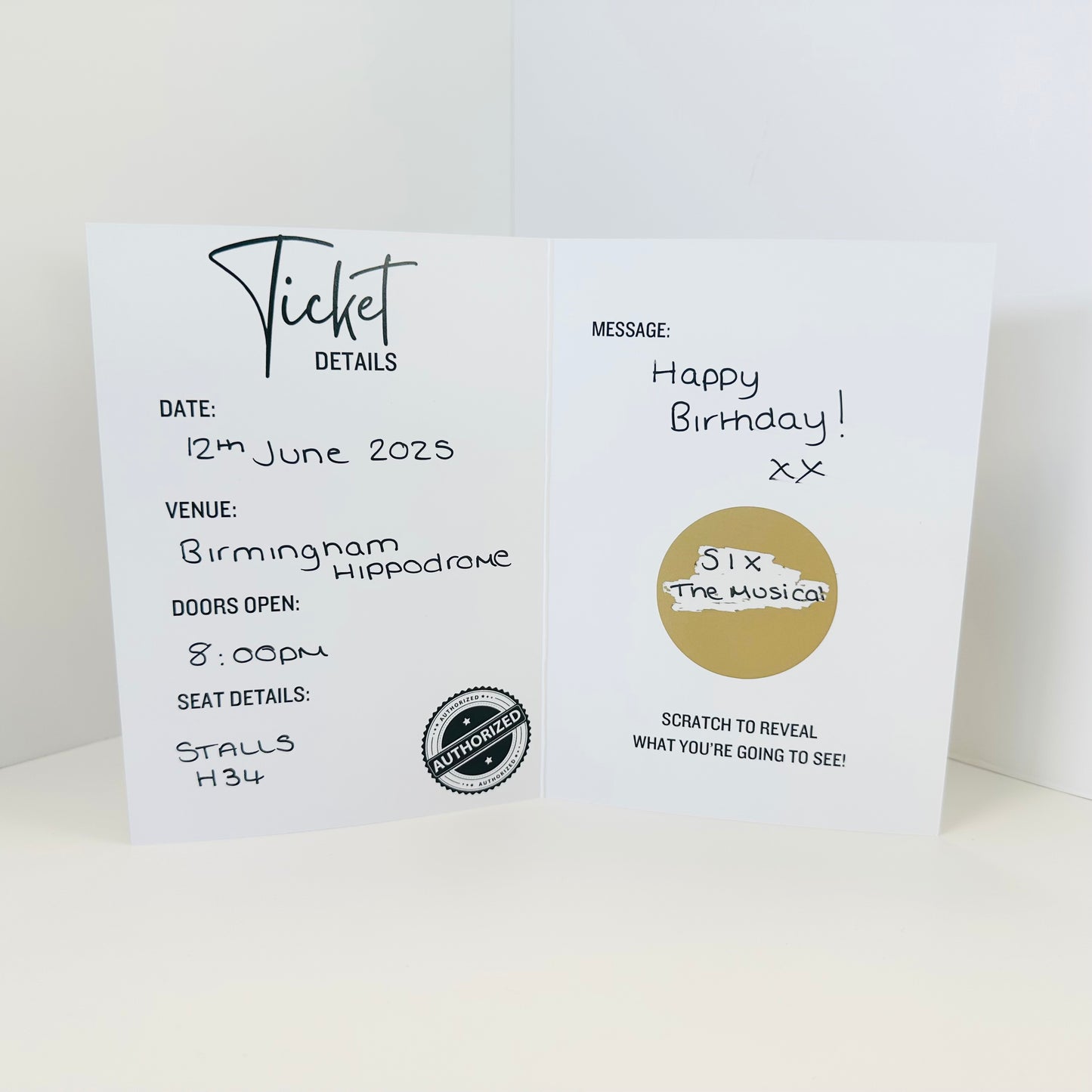 Theatre Gold Foiled DIY Scratch Reveal Card