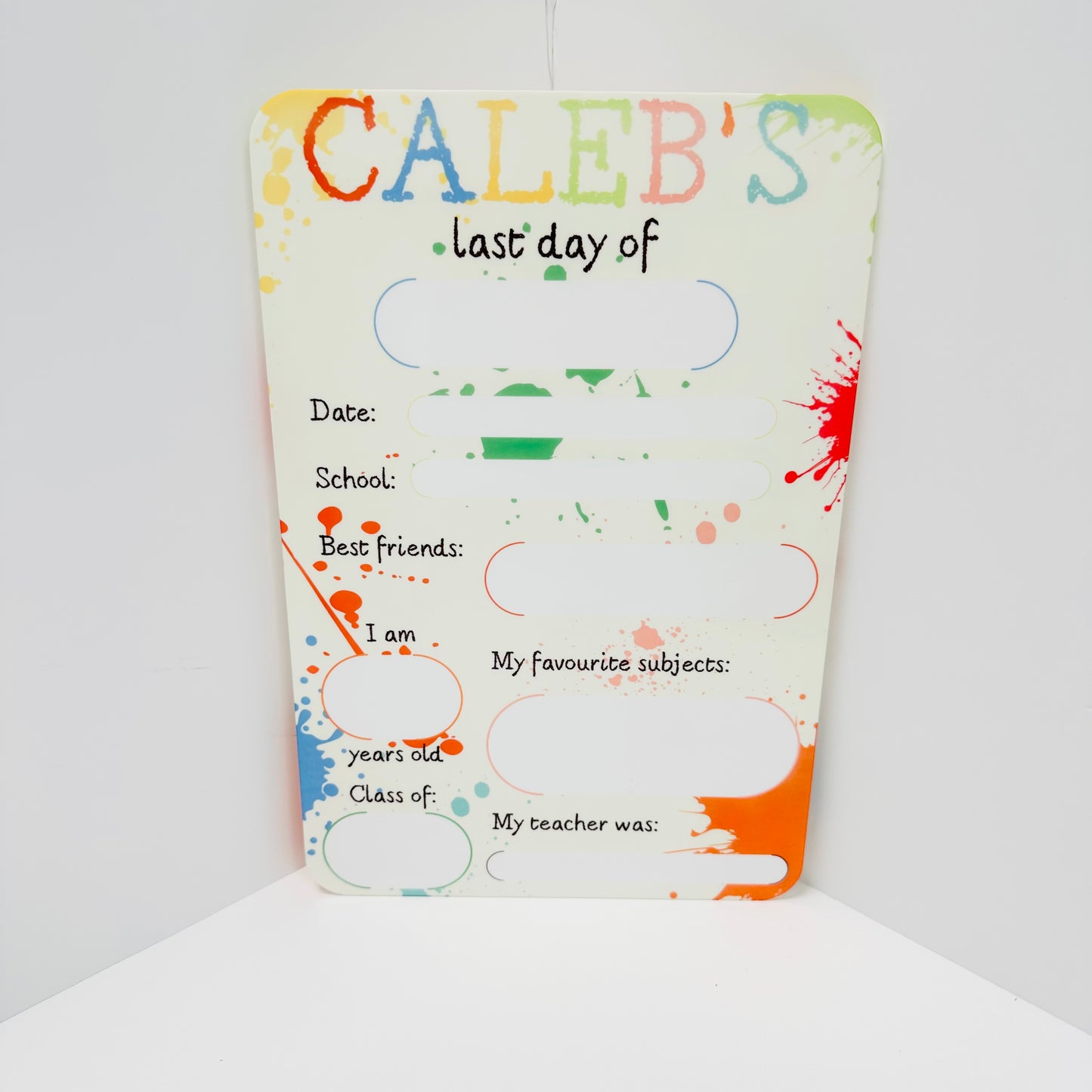 Acrylic Double-sided School Memory Board (Wipeable) - Paint Splash Design