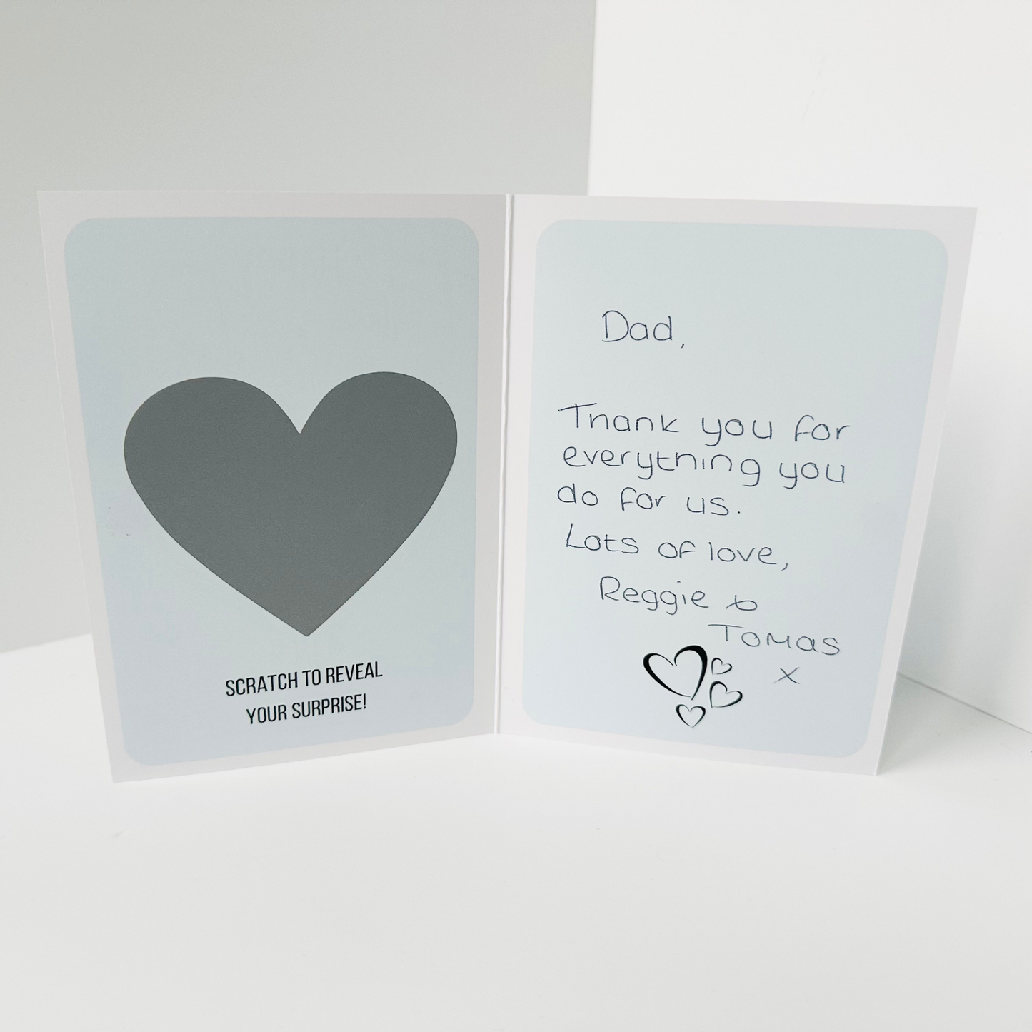 Father's Day Silver Foiled DIY Scratch Reveal Card - Silver Trophy