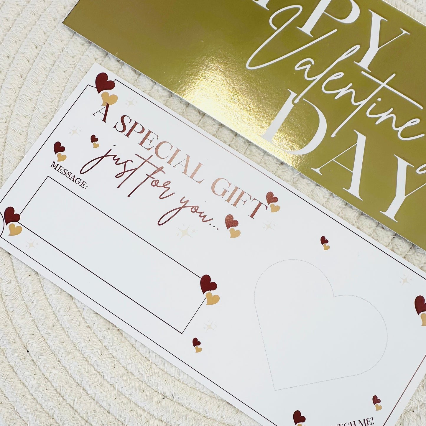 Valentine's Gold Foiled DIY Scratch Reveal Voucher - Hearts