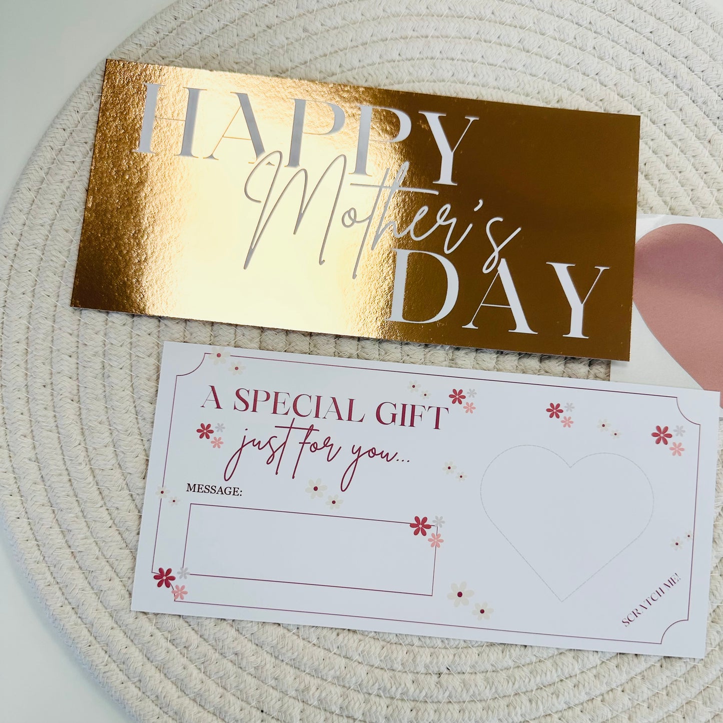 Mother's Day Rose Gold Foiled DIY Scratch Reveal Voucher - Hearts