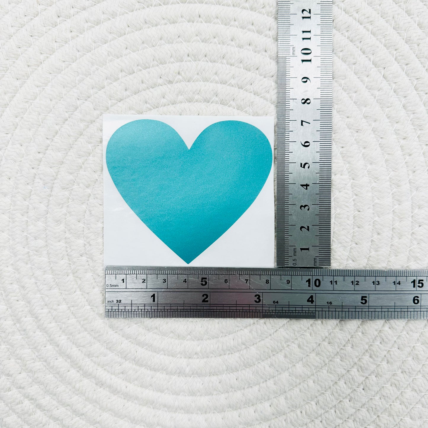 Heart 7x8cm Scratch-Off Sticker (Turquoise) - Pack of 50