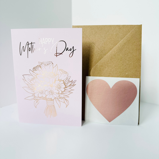 Mother's Day Rose Gold Foiled DIY Scratch Reveal Card - Bouquet