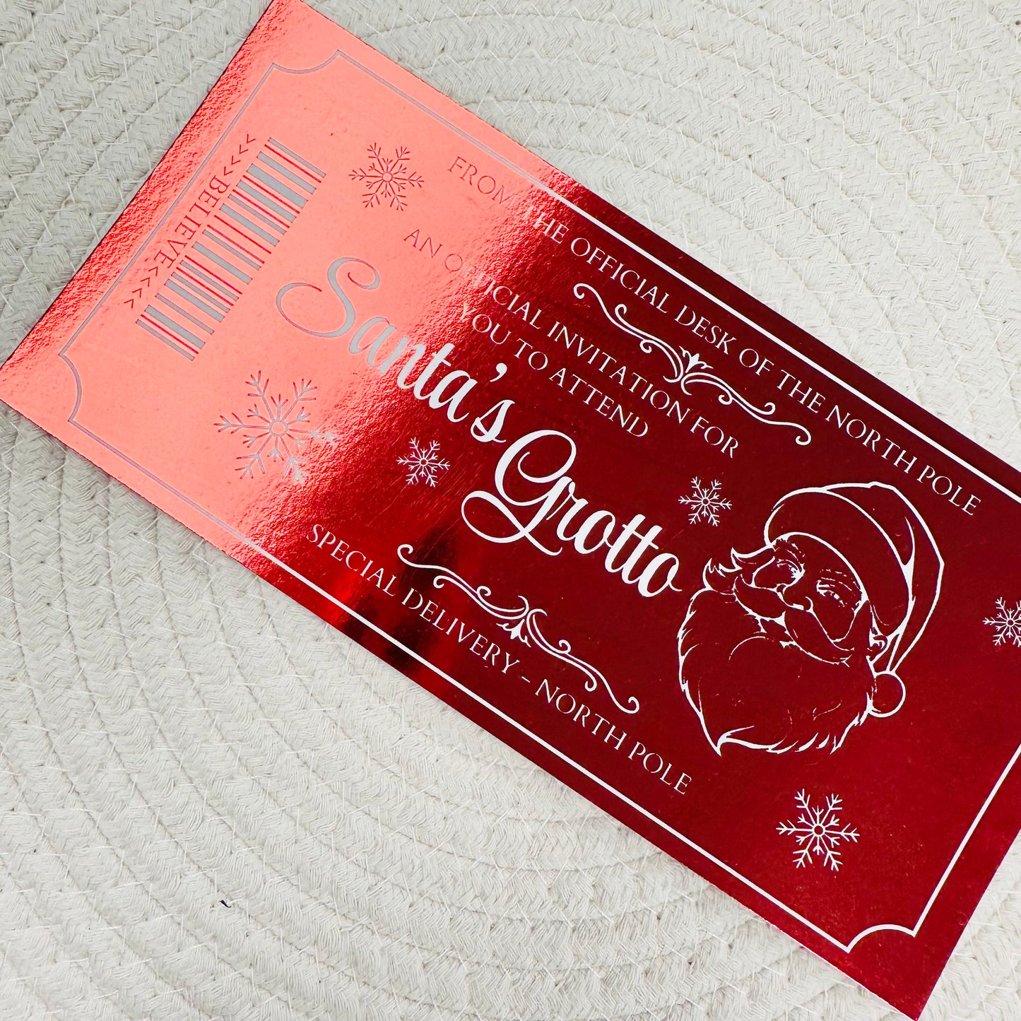 Santa's Grotto Red Foiled Ticket