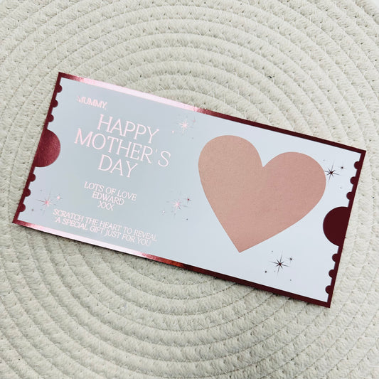 Mother's Day Rose Gold Foiled Scratch Reveal Voucher