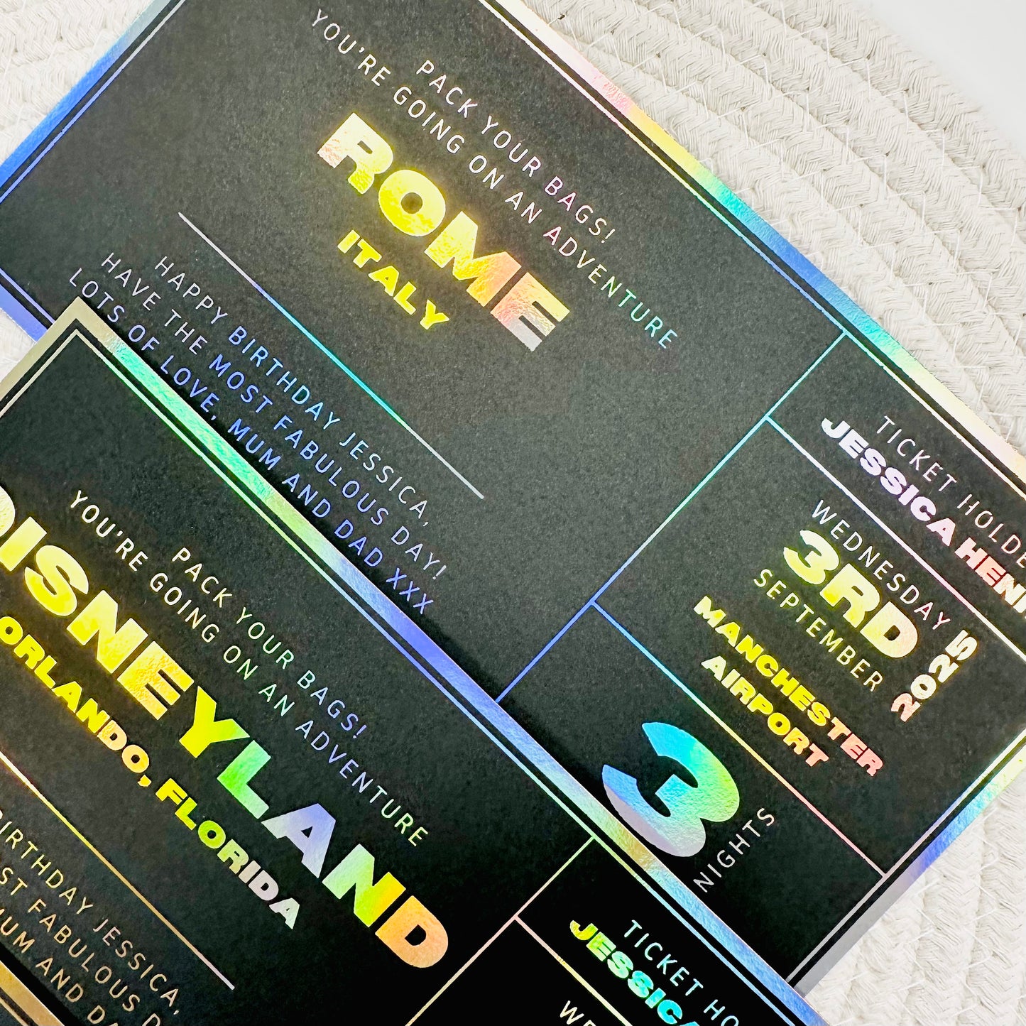 Boarding Pass Gifting/Memento Foiled Ticket (Black)