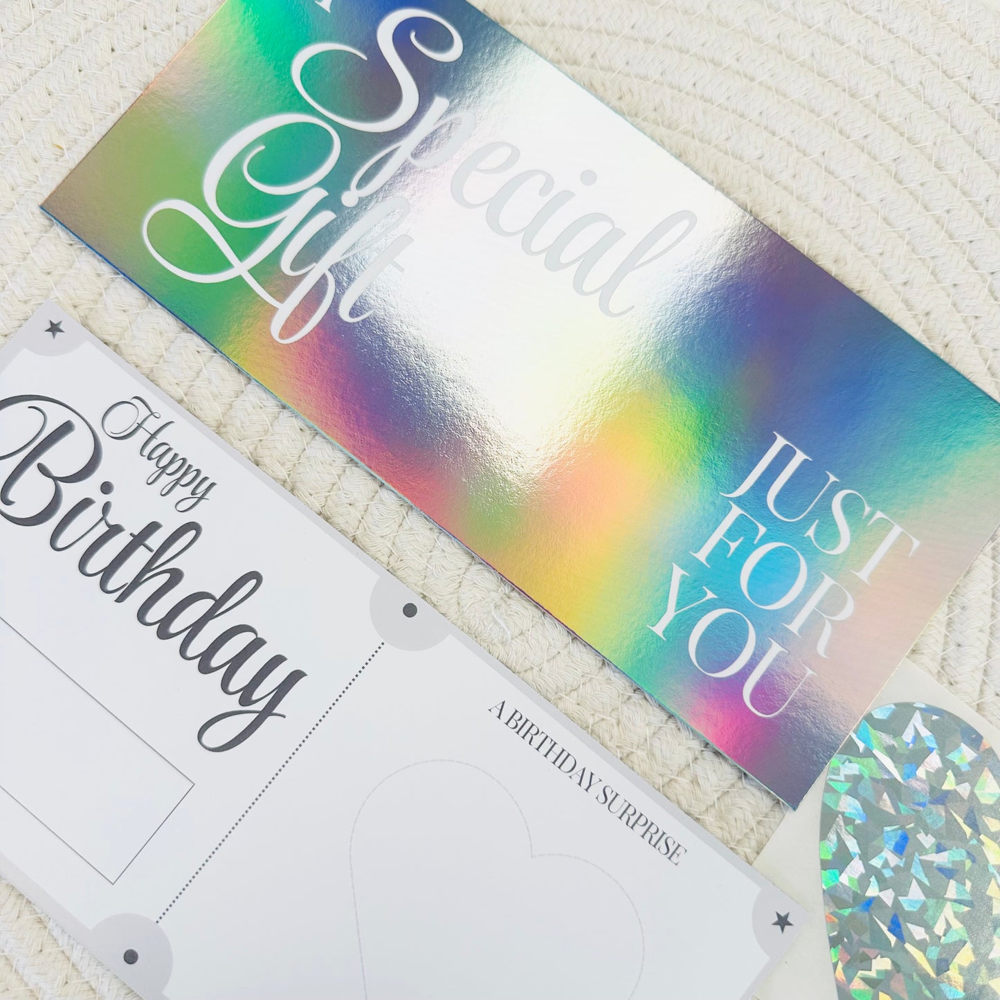 Birthday Silver Holographic Foiled DIY Scratch Reveal Voucher