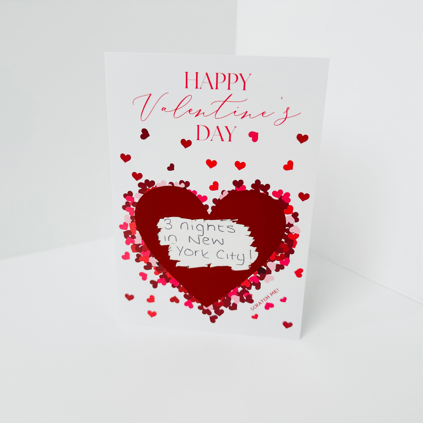 Valentine's DIY Scratch Reveal Card - Red Scatter Hearts