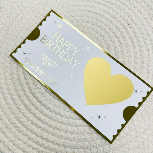 Birthday Gold Foiled Scratch Reveal Voucher