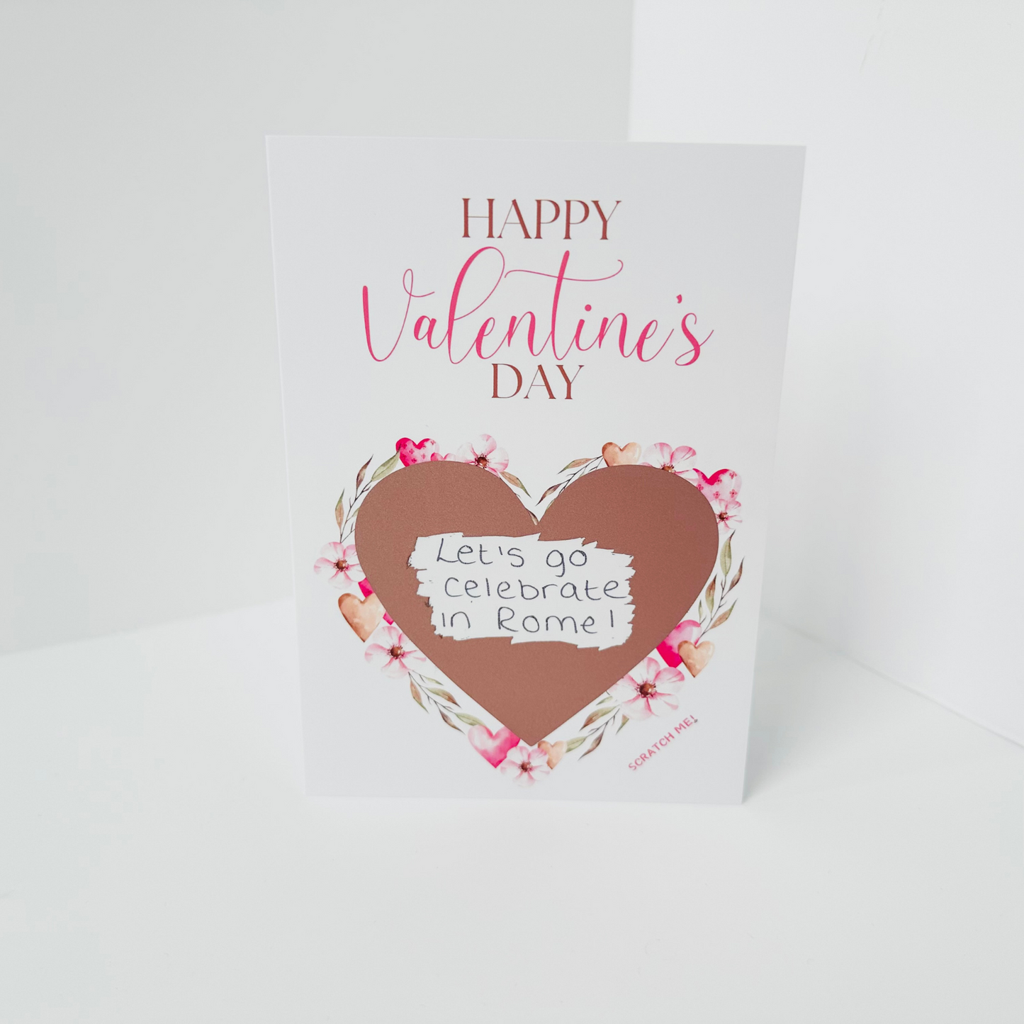 Valentine's DIY Scratch Reveal Card - Pink Hearts