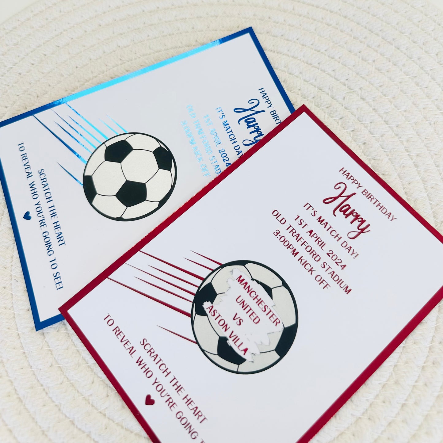 A6 Foiled Football Scratch Reveal Voucher