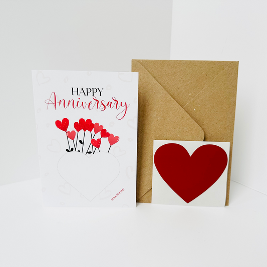 Anniversary DIY Scratch Reveal Card - Heart Flowers