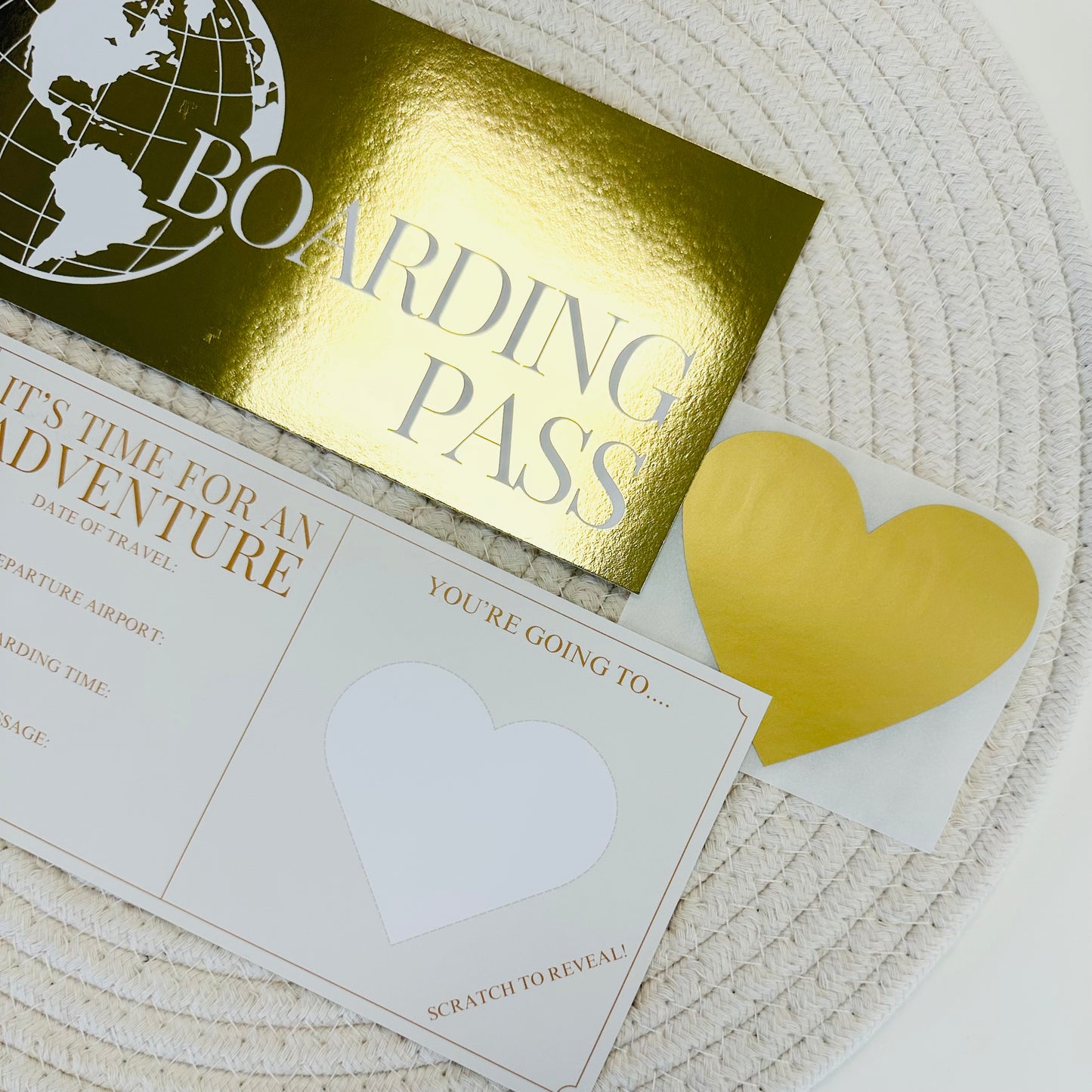 Boarding Pass Gold Foiled DIY Scratch Reveal Voucher