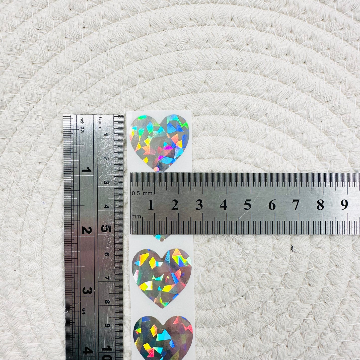 Heart 2.5cm Scratch-Off Sticker (Silver Glass) - Pack of 50