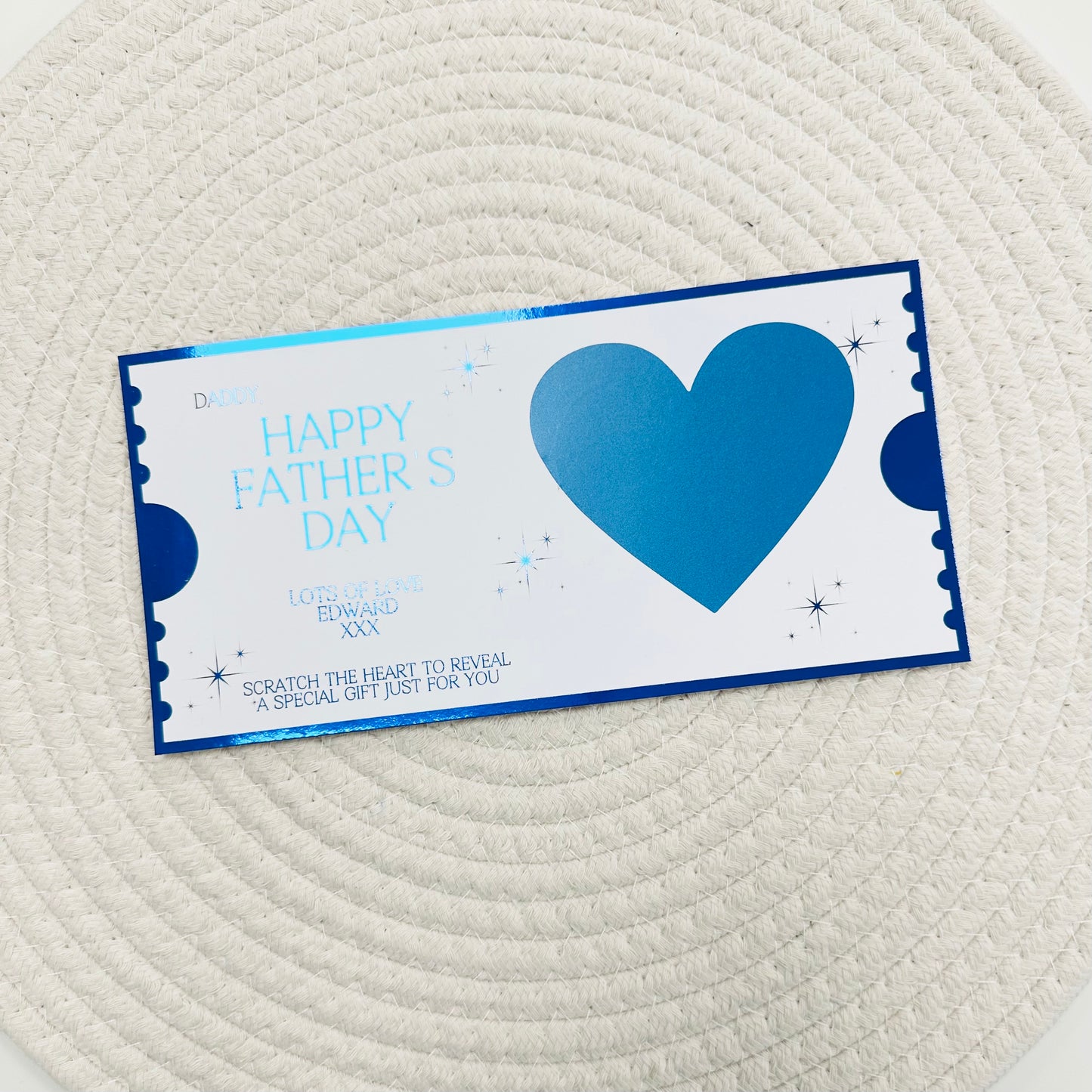 Father's Day Blue Foiled Scratch Reveal Voucher