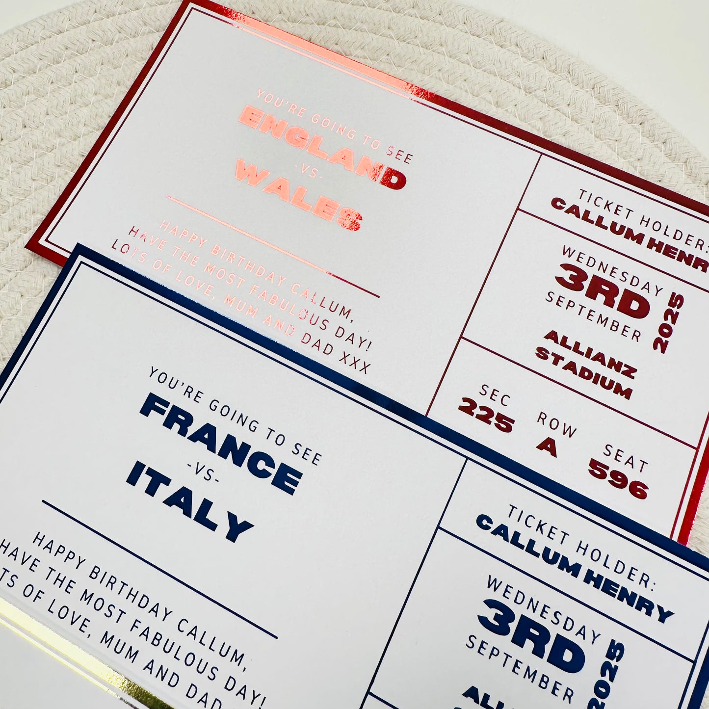 Rugby Gifting/Memento Foiled Ticket