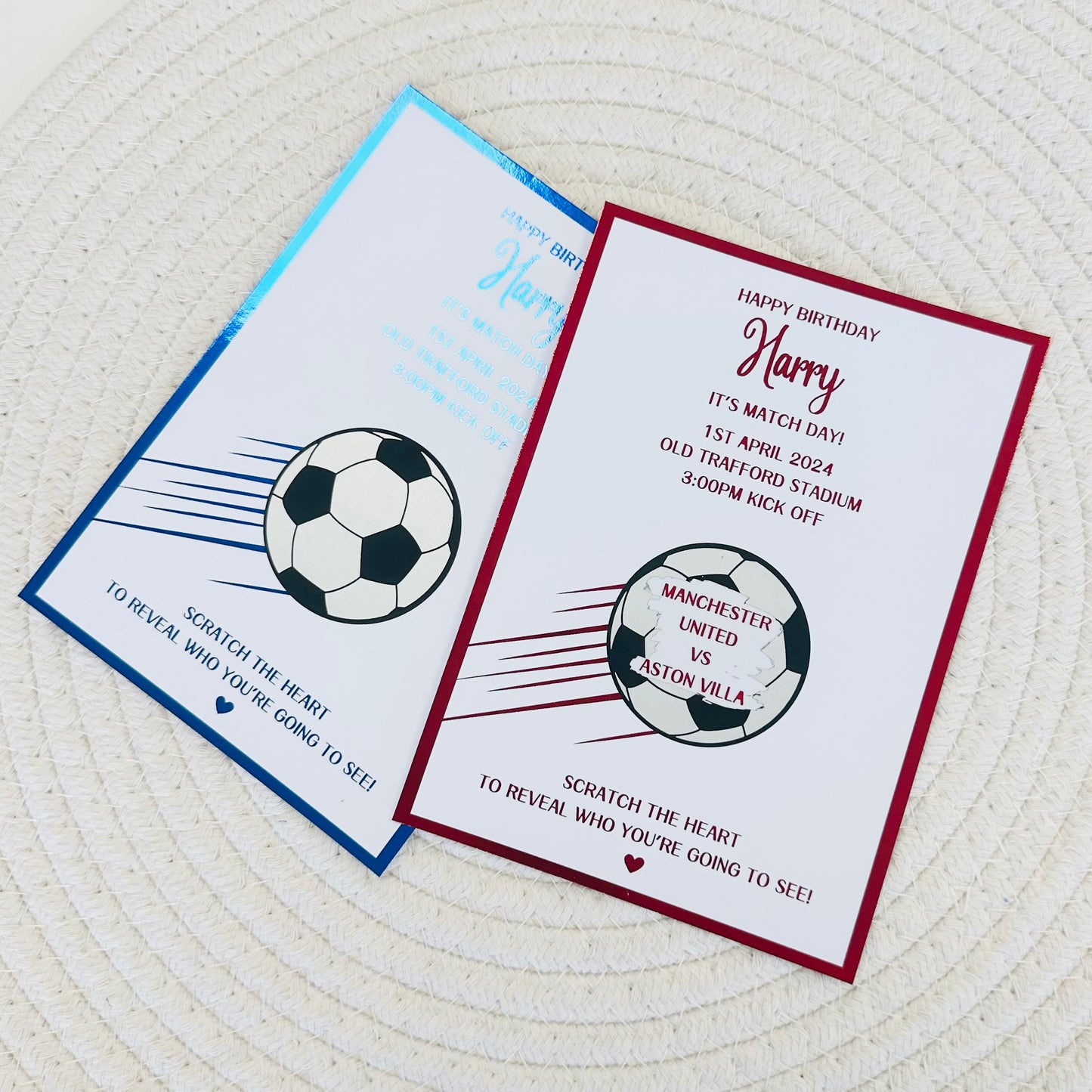 A6 Foiled Football Scratch Reveal Voucher