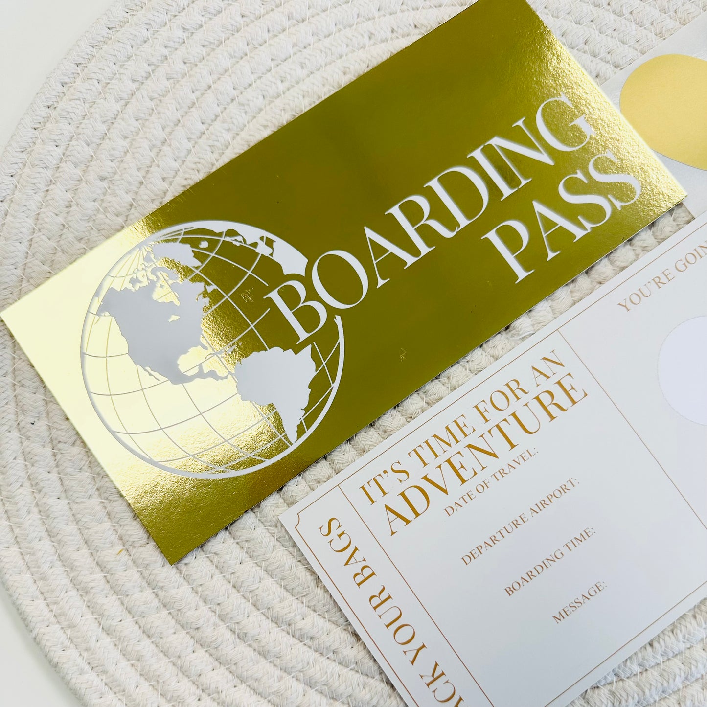 Boarding Pass Gold Foiled DIY Scratch Reveal Voucher