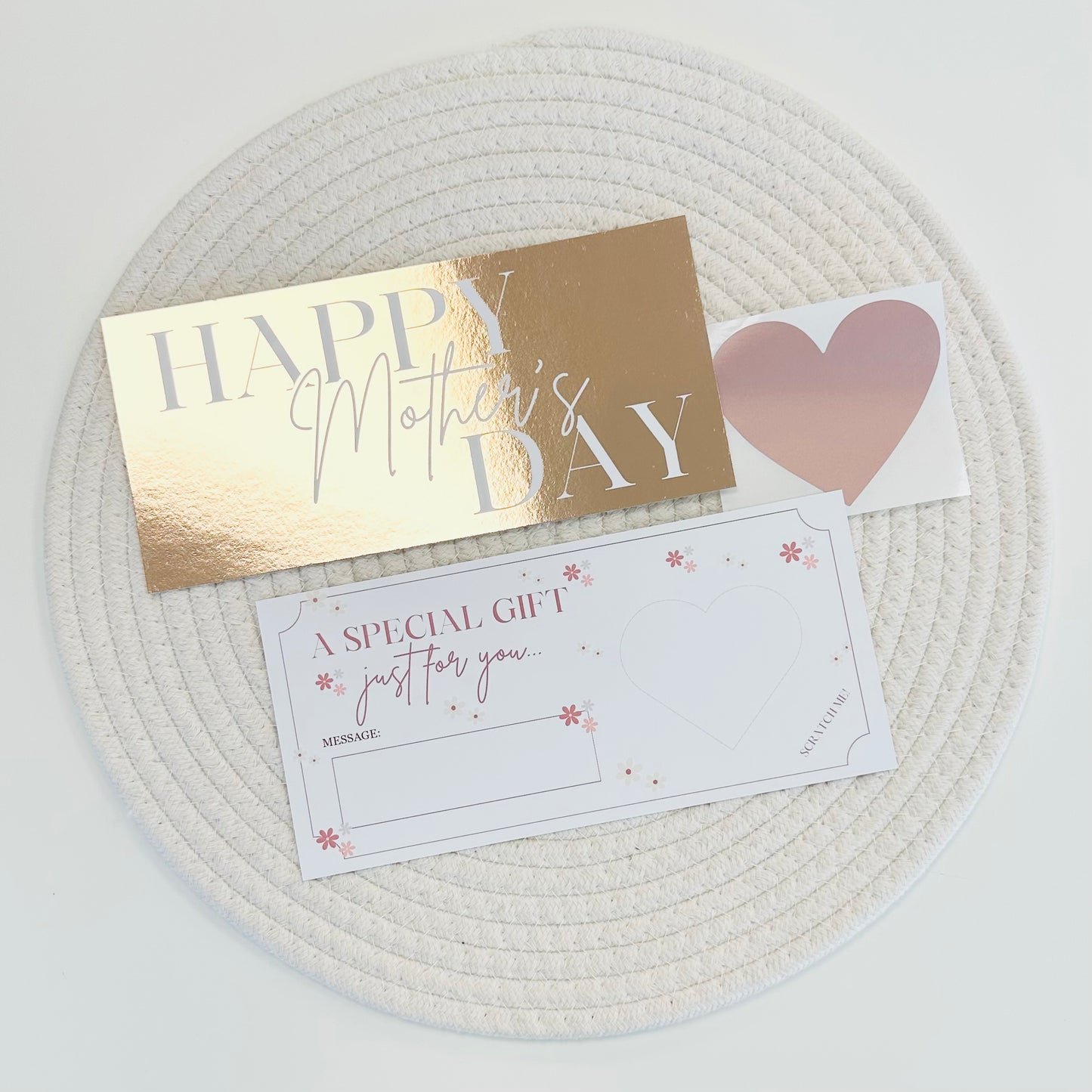 Mother's Day Rose Gold Foiled DIY Scratch Reveal Voucher - Hearts