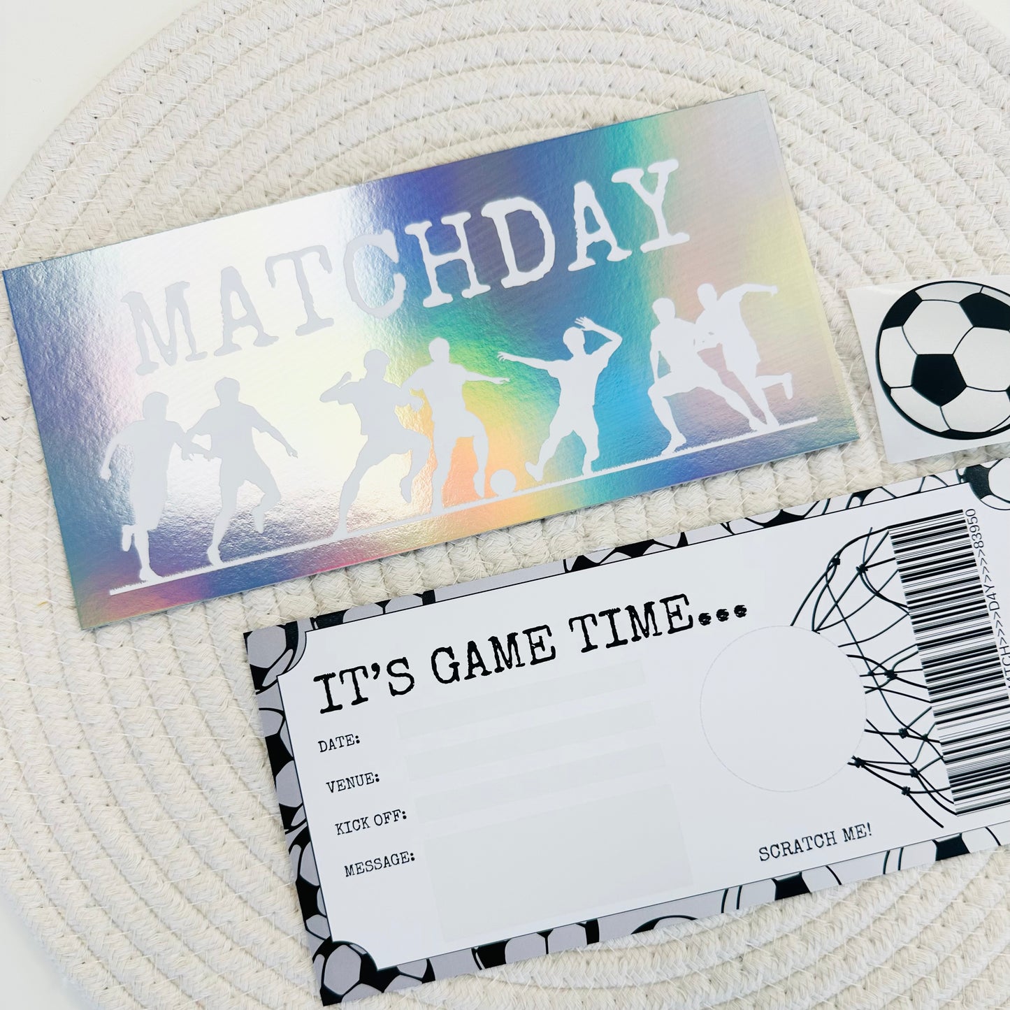 Football Silver Holographic Foiled DIY Scratch Reveal Voucher