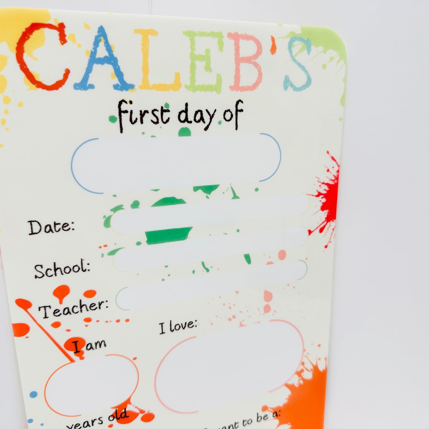 Acrylic Double-sided School Memory Board (Wipeable) - Paint Splash Design