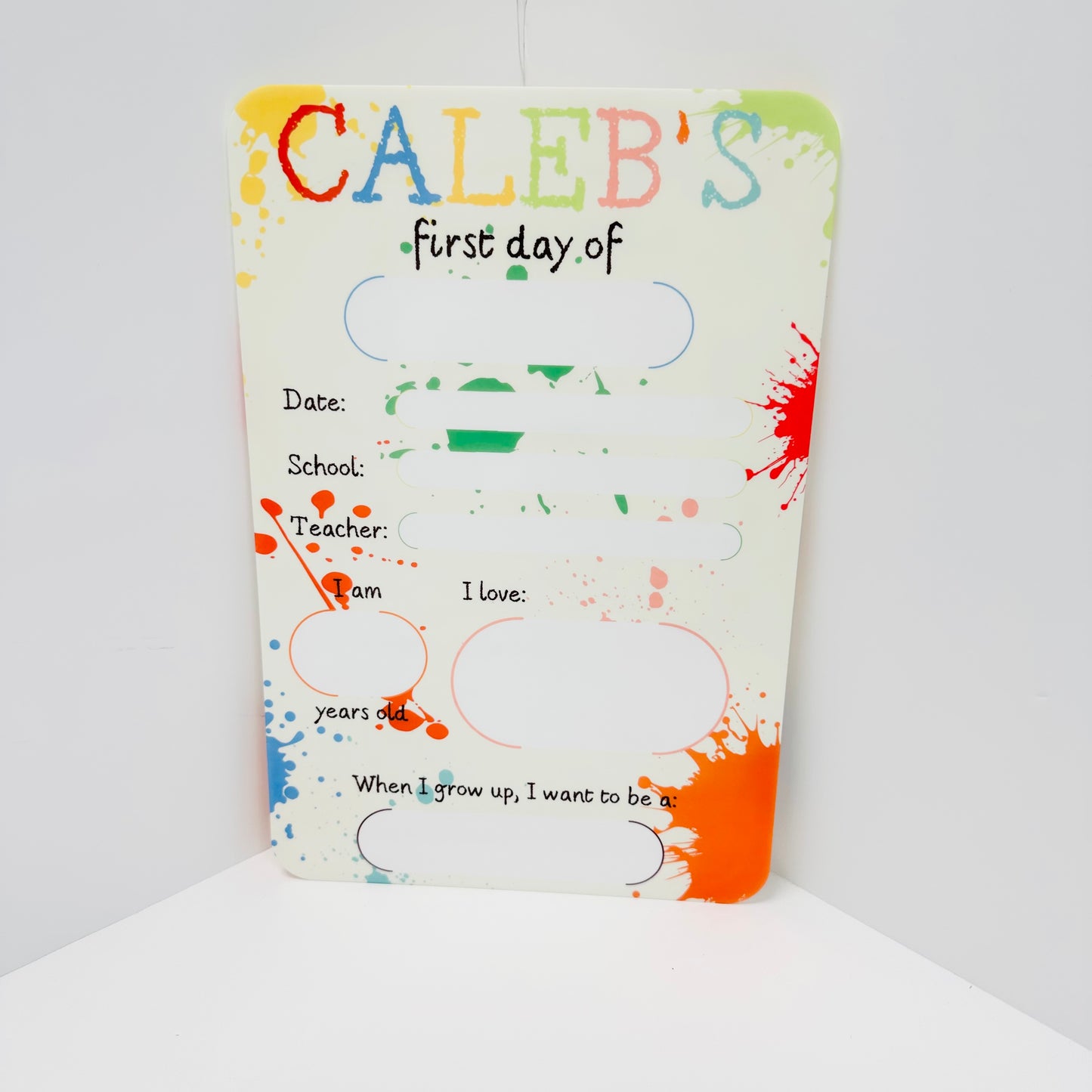 Acrylic Double-sided School Memory Board (Wipeable) - Paint Splash Design