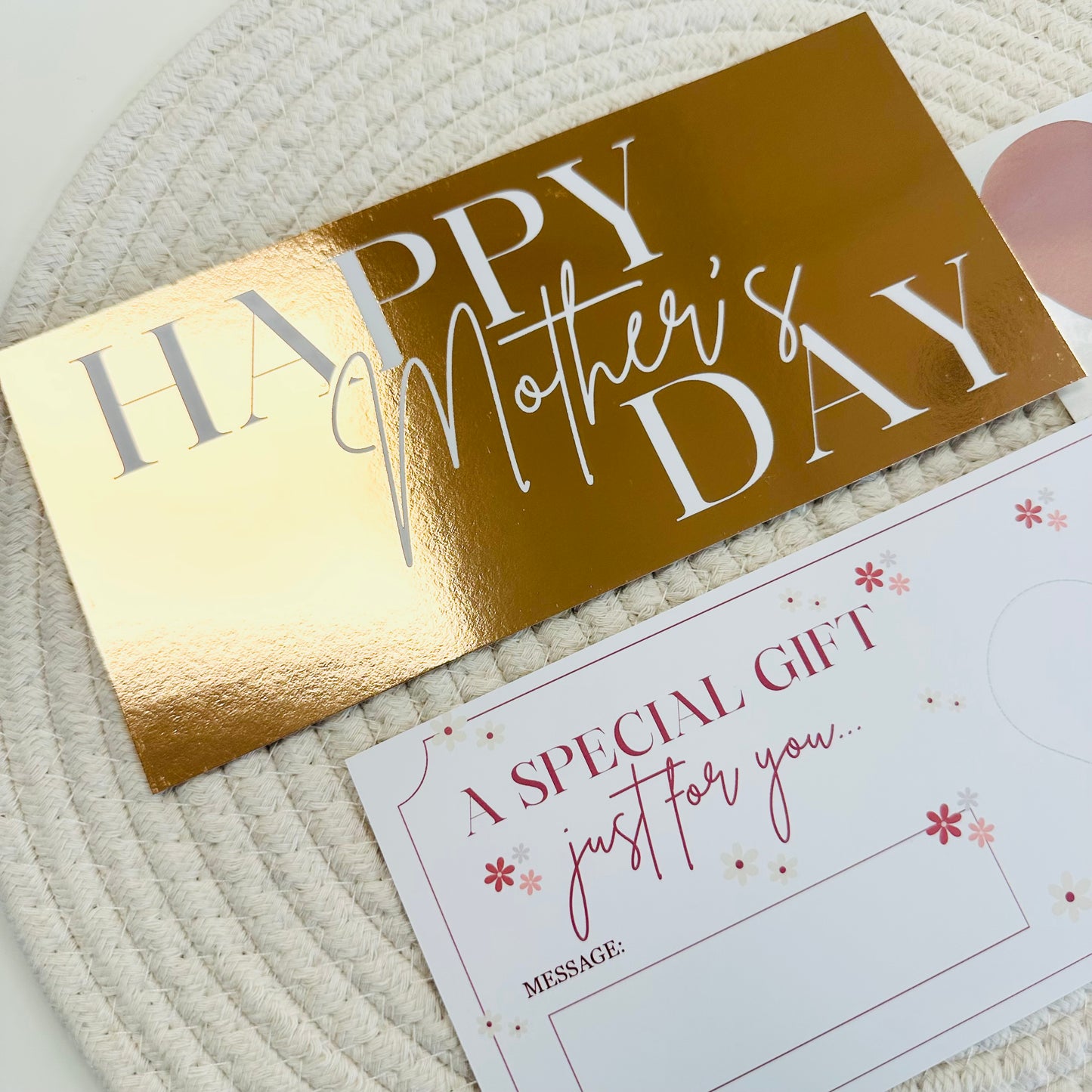 Mother's Day Rose Gold Foiled DIY Scratch Reveal Voucher - Hearts