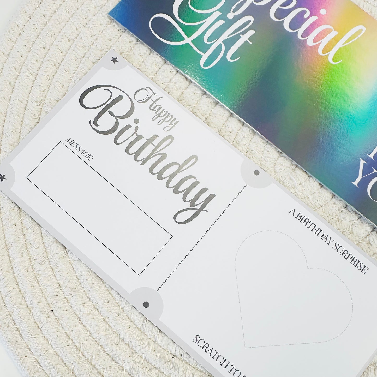 Birthday Silver Holographic Foiled DIY Scratch Reveal Voucher