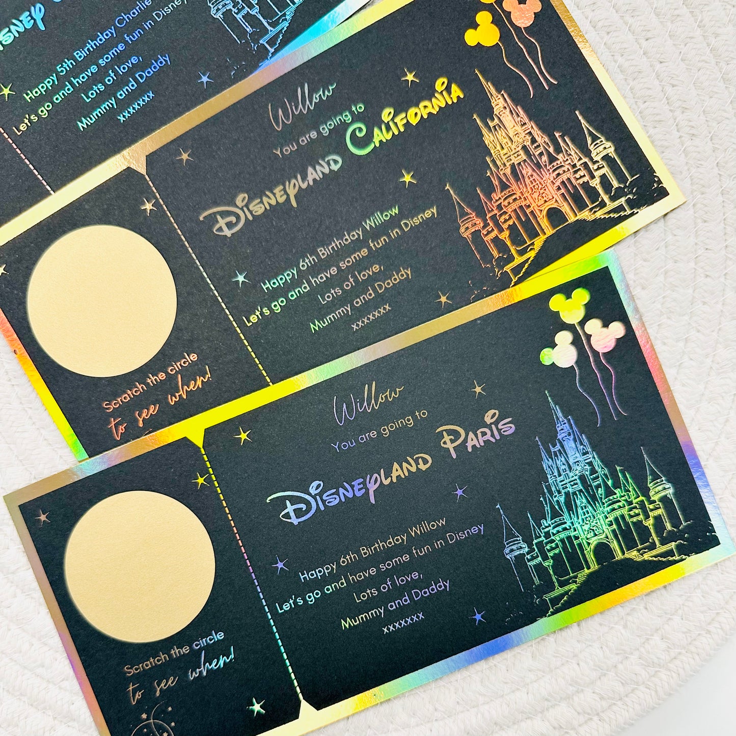 Disneyland Black Foiled Scratch Reveal Voucher