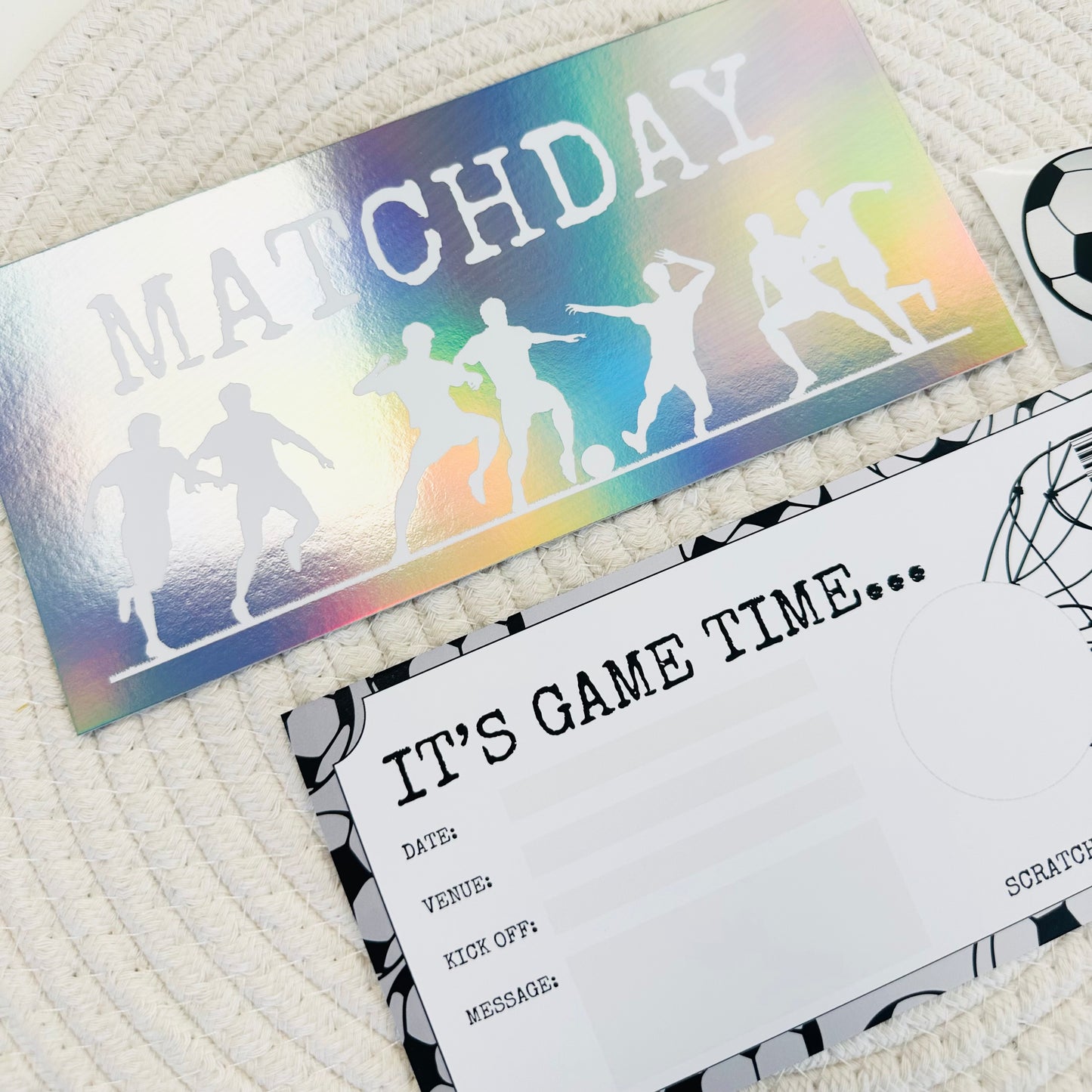 Football Silver Holographic Foiled DIY Scratch Reveal Voucher