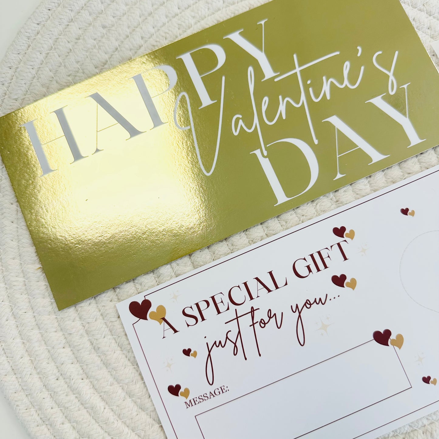 Valentine's Gold Foiled DIY Scratch Reveal Voucher - Hearts