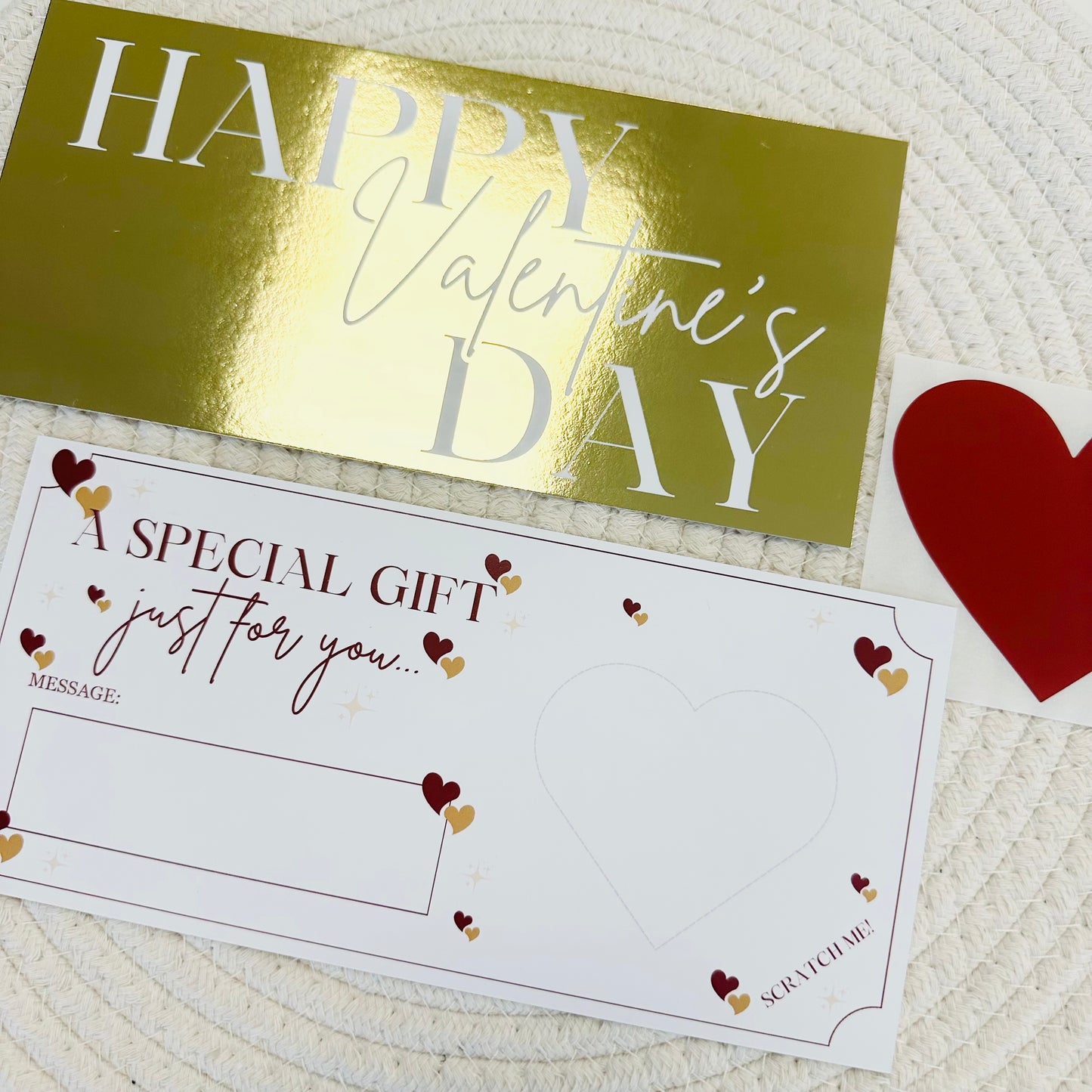 Valentine's Gold Foiled DIY Scratch Reveal Voucher - Hearts