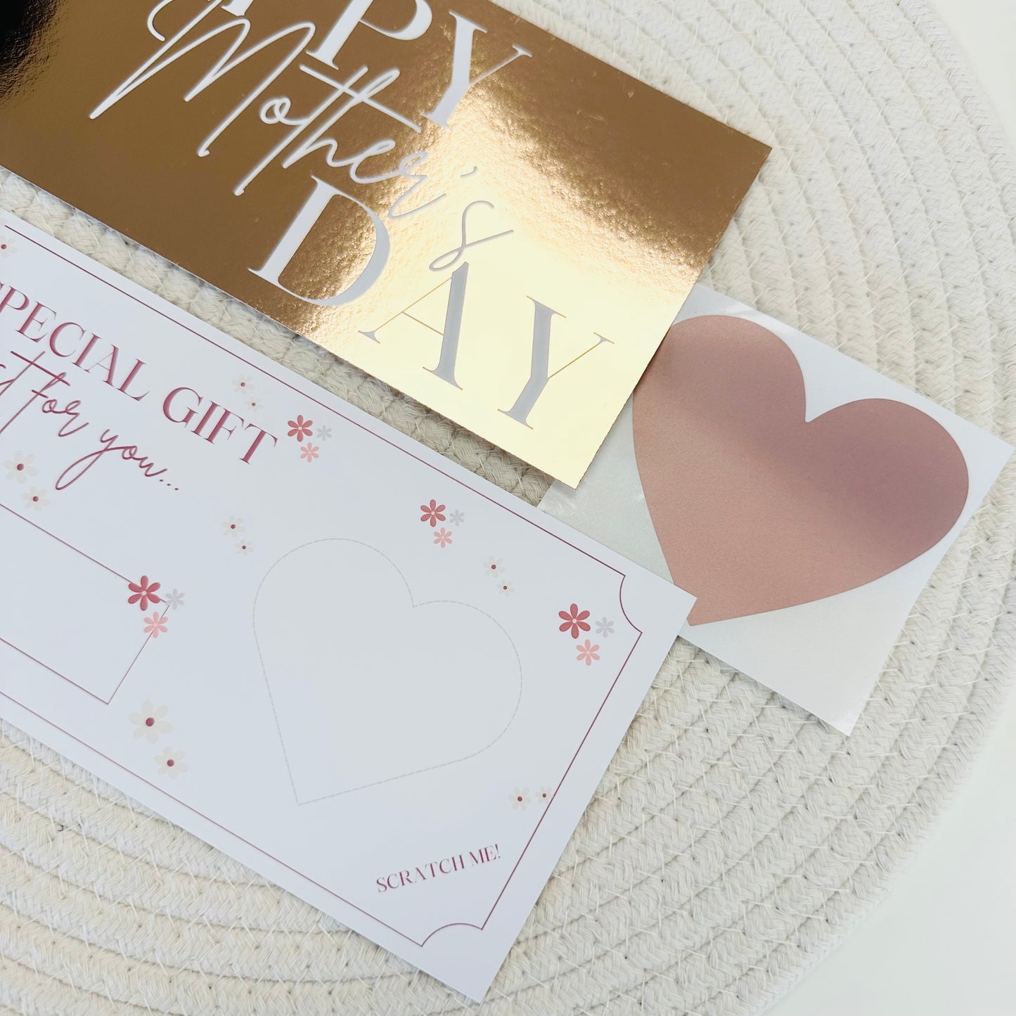 Mother's Day Rose Gold Foiled DIY Scratch Reveal Voucher - Hearts