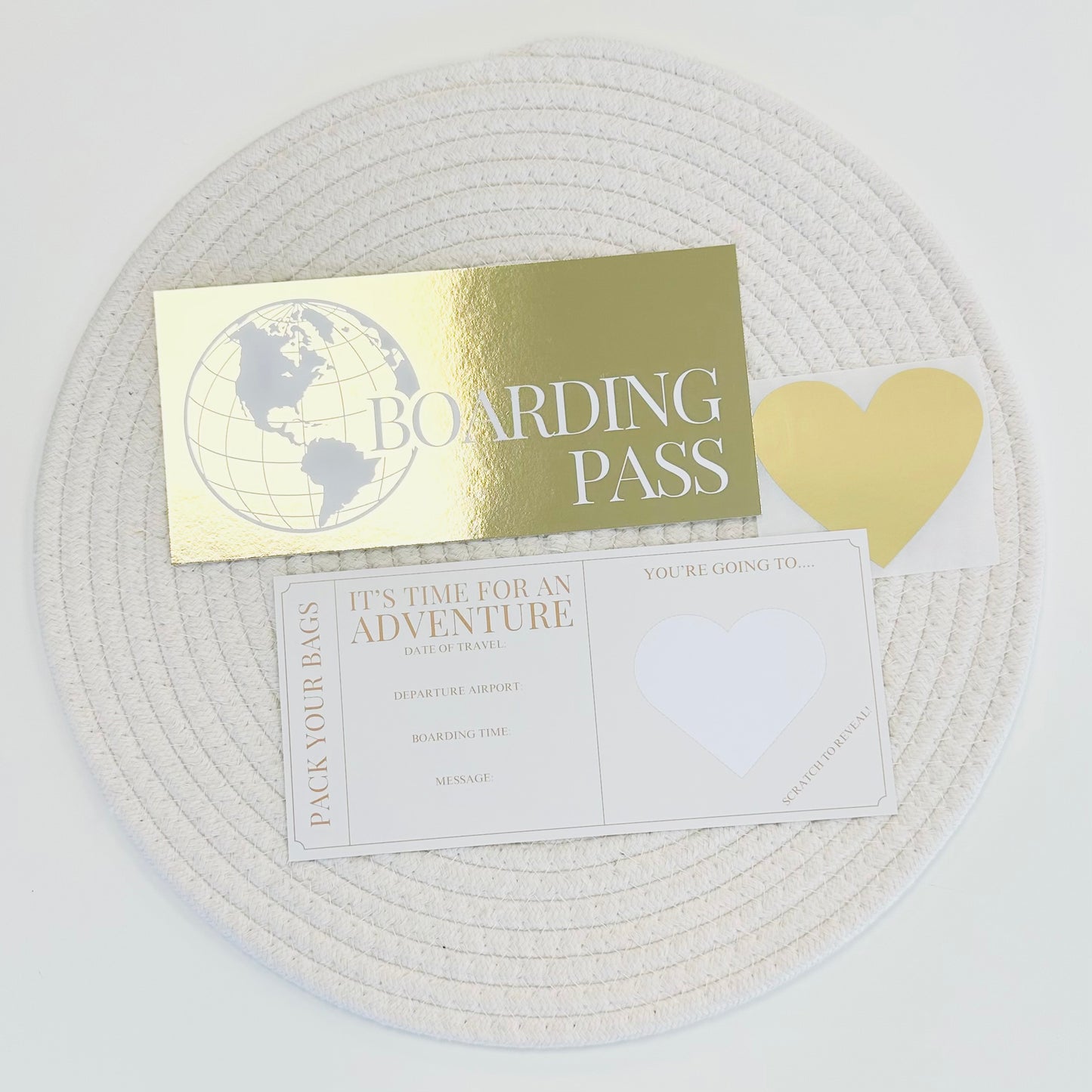 Boarding Pass Gold Foiled DIY Scratch Reveal Voucher