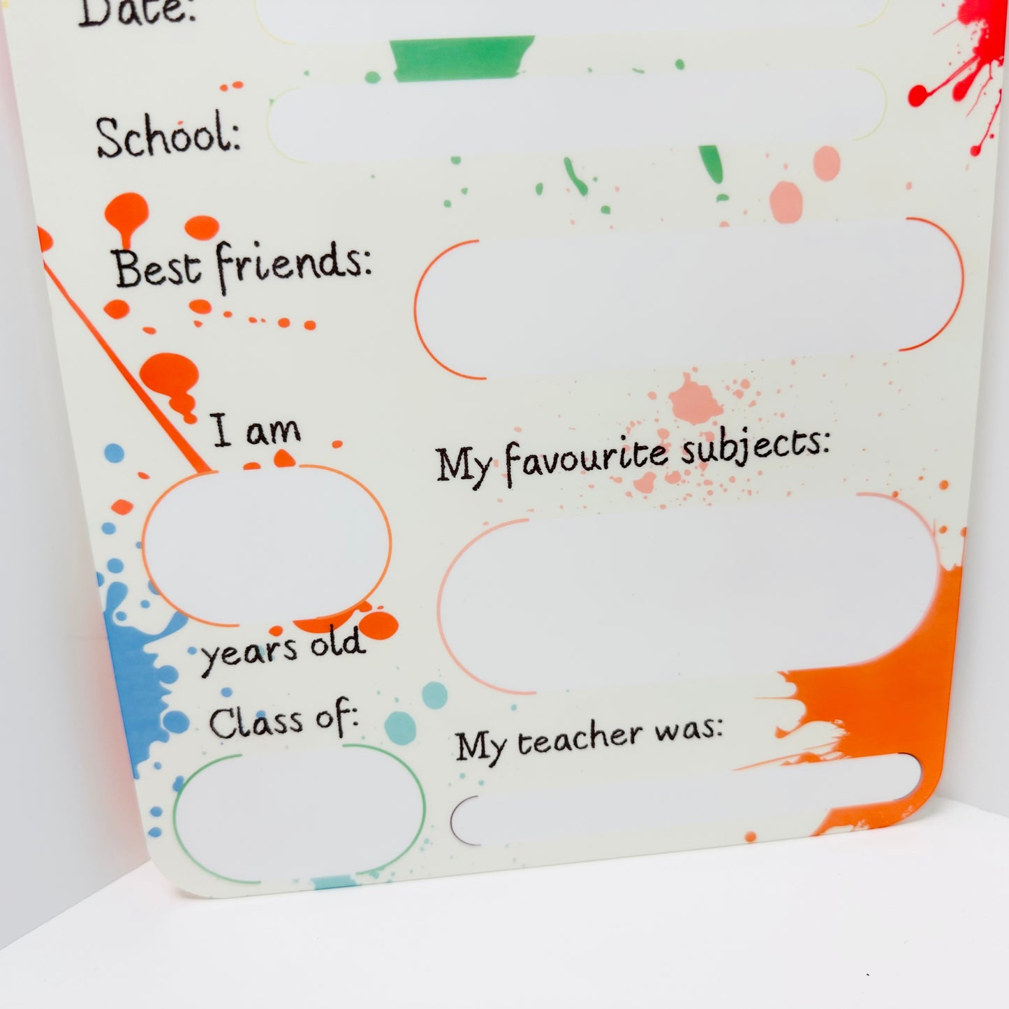 Acrylic Double-sided School Memory Board (Wipeable) - Paint Splash Design