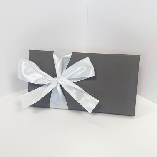 Grey Luxury Gift Box and White Ribbon (DL)