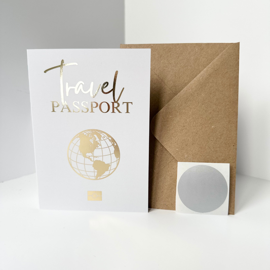 Travel Passport Silver Foiled DIY Scratch Reveal Card - Grey and Silver