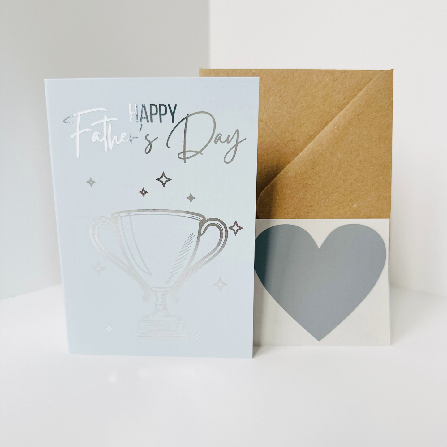 Father's Day Silver Foiled DIY Scratch Reveal Card - Silver Trophy